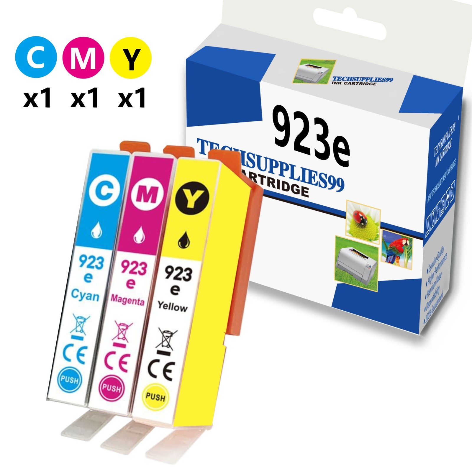 3PK HP 923e evomore Ink Cartridge for Office Jet Pro 8120 8120e Printer (CMY)