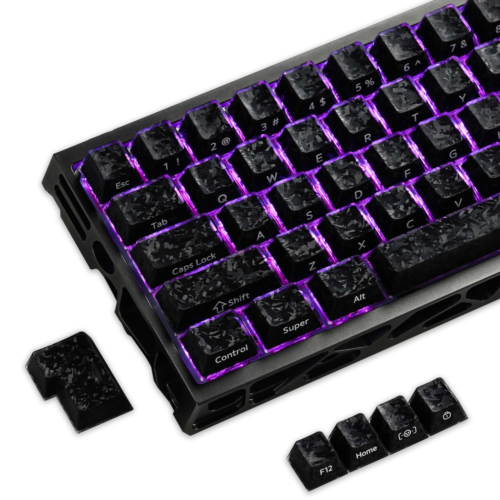 XVX Frost Jelly Keycaps Forged CarbonLook Cherry Profile Black