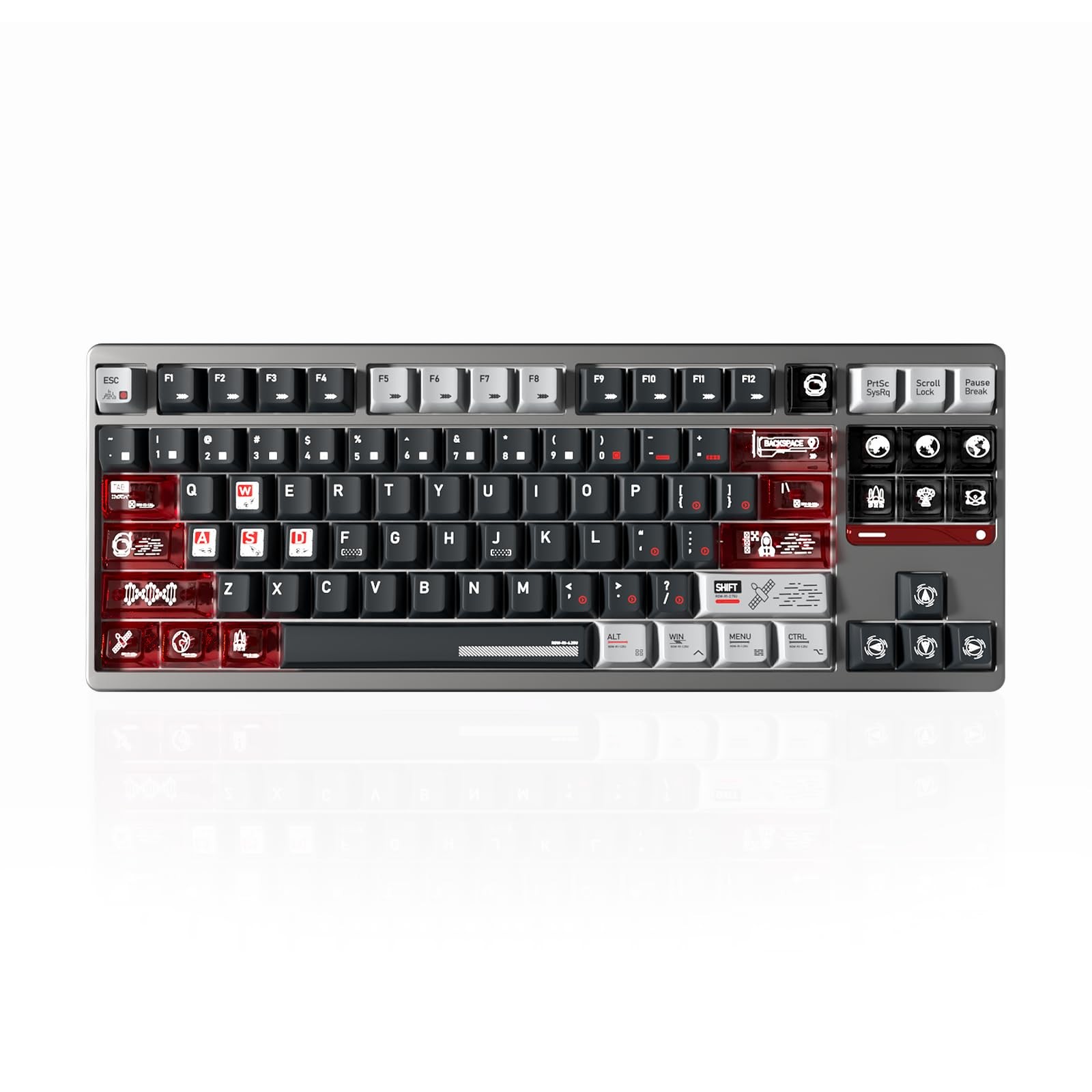 Clear PC Through Keycaps + PBT Keycap,Moon Project Theme Keycaps 183 Keys Che...