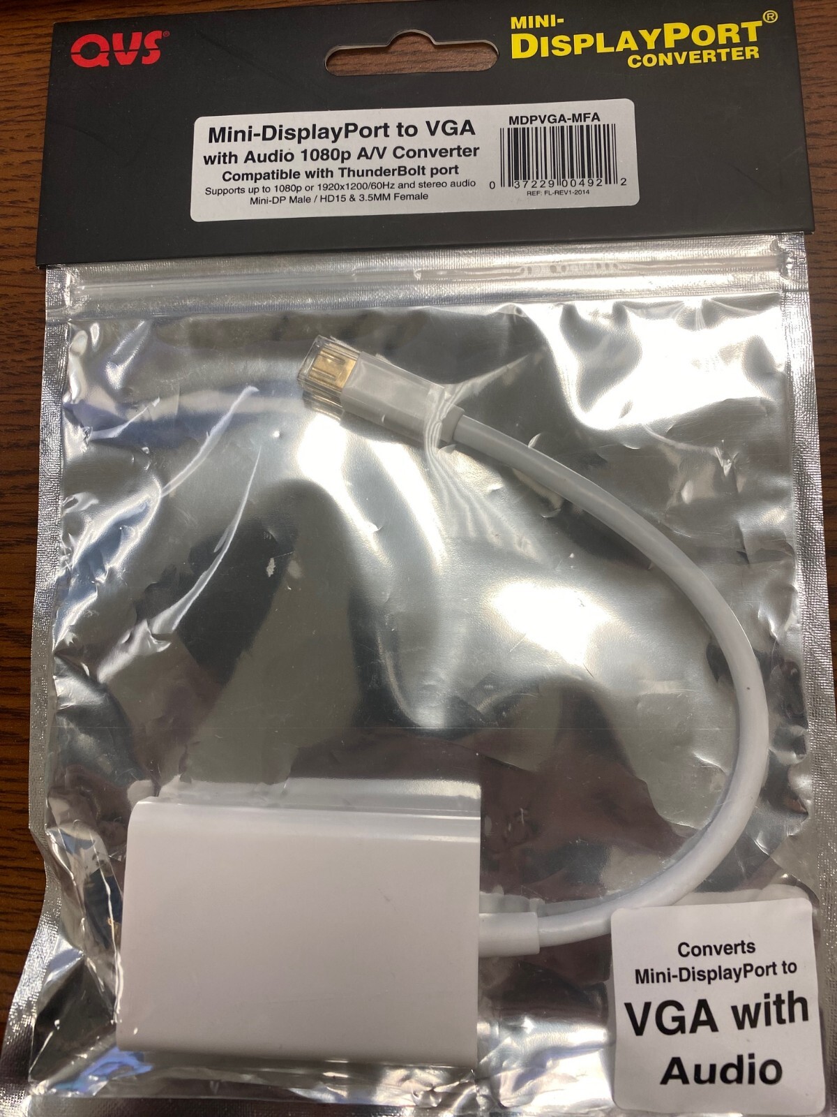 QVS Mini DisplayPort (Mini DP) to VGA Adapter Gold Plated 1080P Black