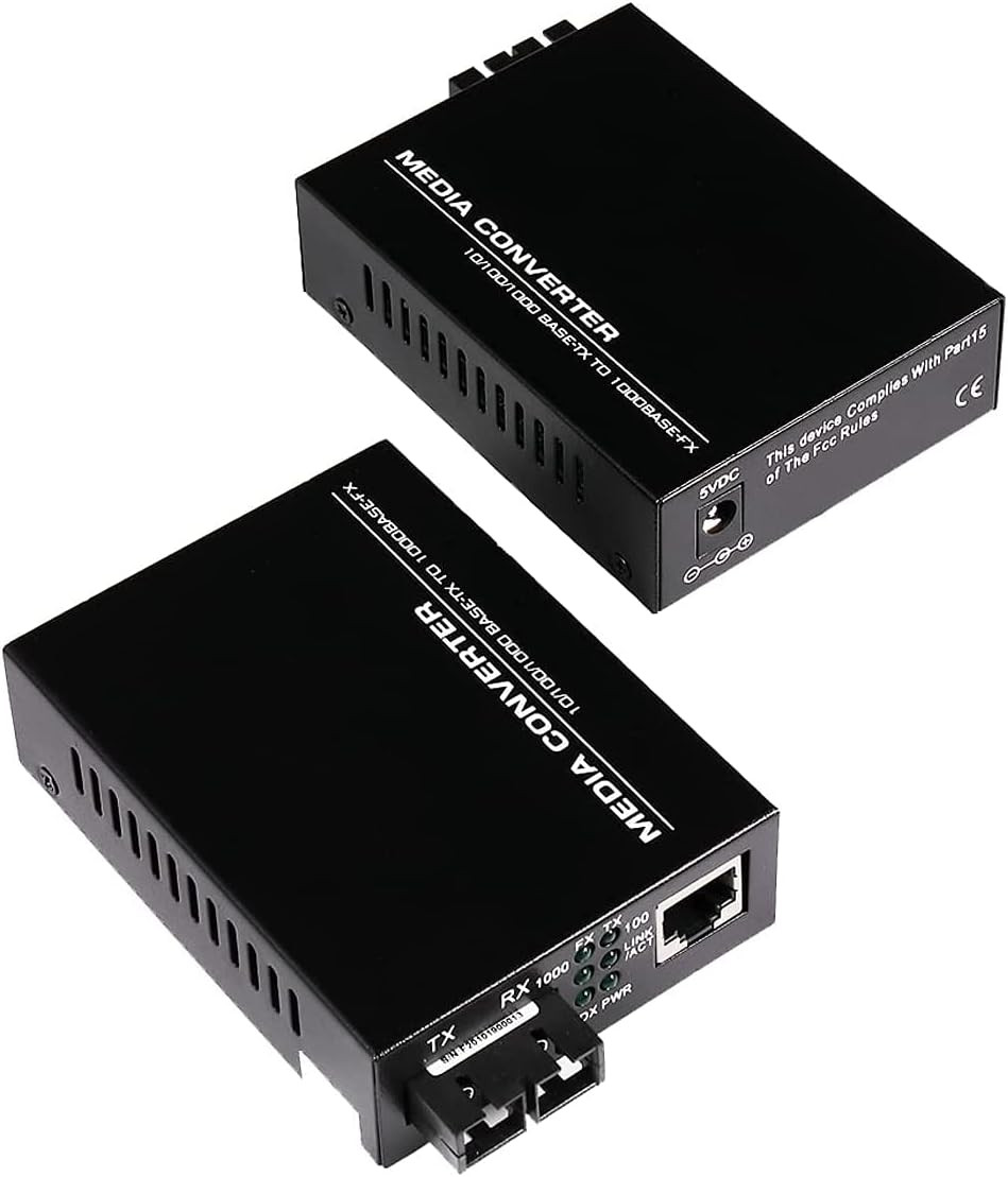 A Pair 2 Pack Multi-Mode Dual SC Fiber Gigabit Fast Ethernet Media Converter, Mi