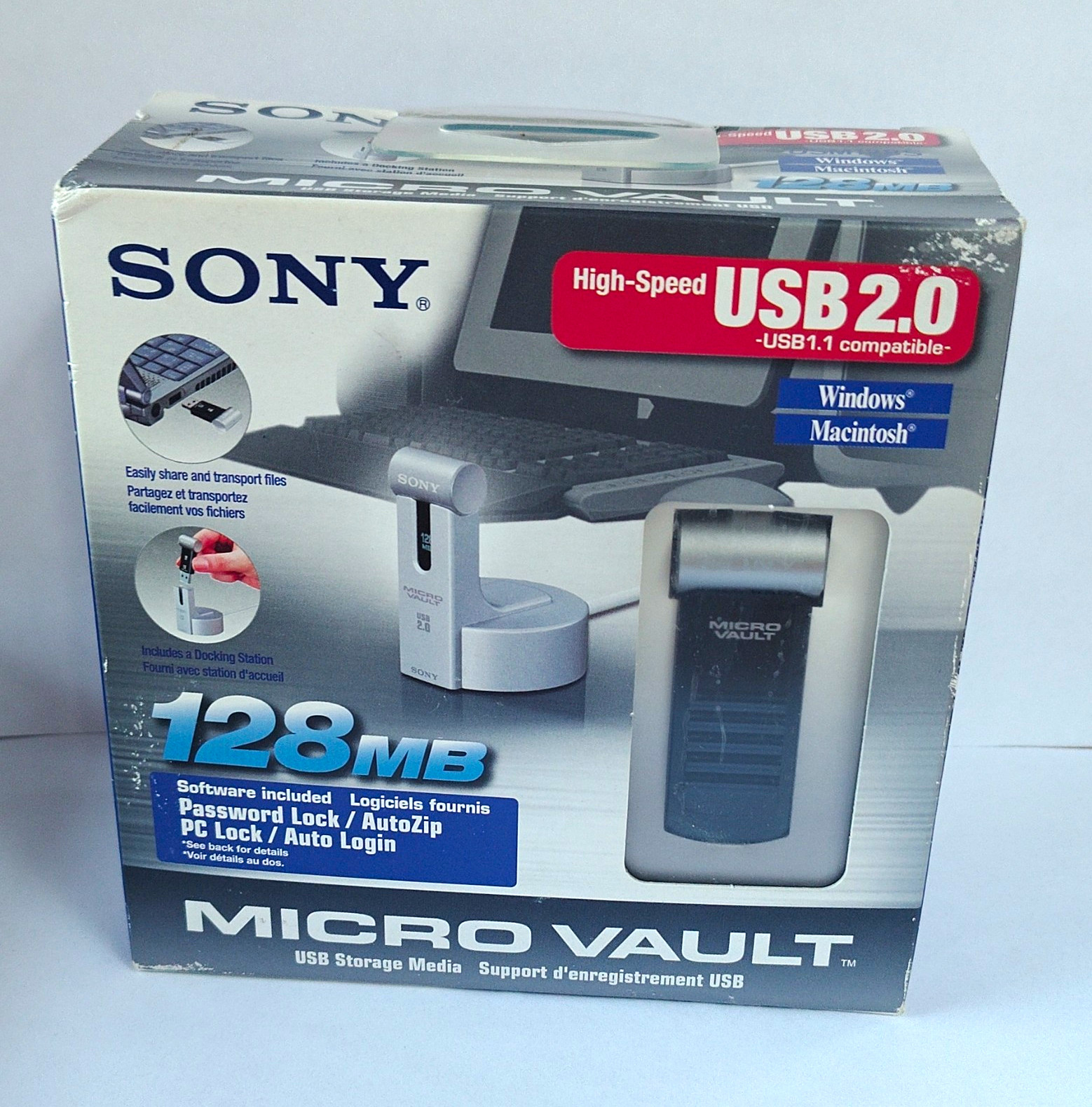 Sony Micro Vault 128MB USB 2.0 Flash Drive USM128S with Docking Station
