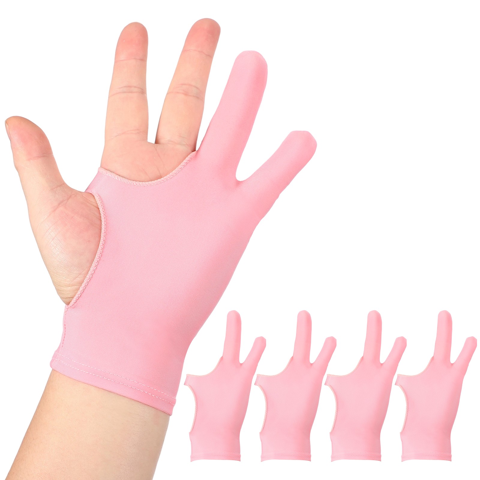 4Pcs, Artist Drawing Glove S Size Two Finger Graphics Painting Glove Pink