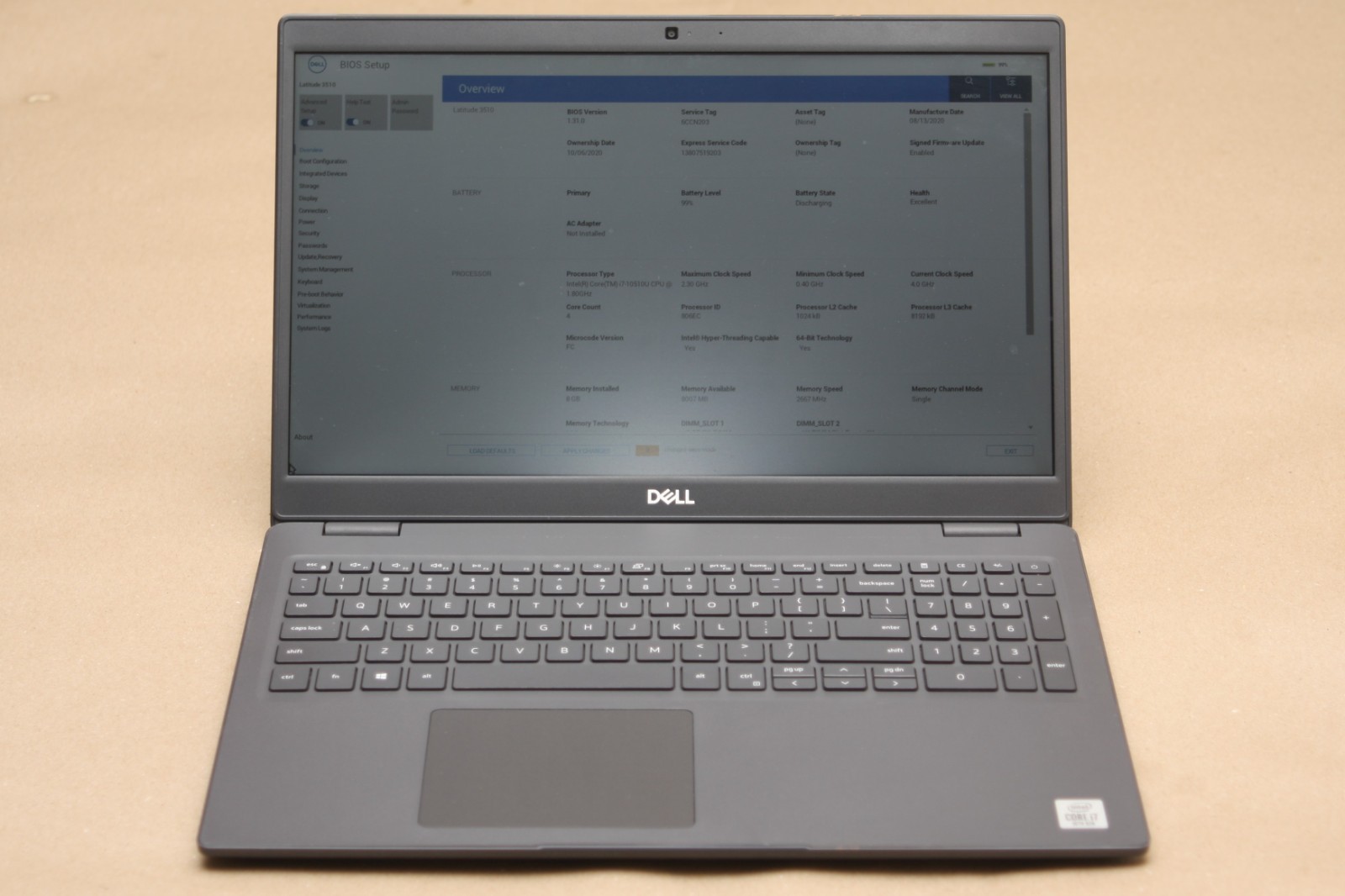 Dell Latitude 3510 Core i7-10510U Intel UHD Graphics 8GB RAM NO SSD/NVMe/OS