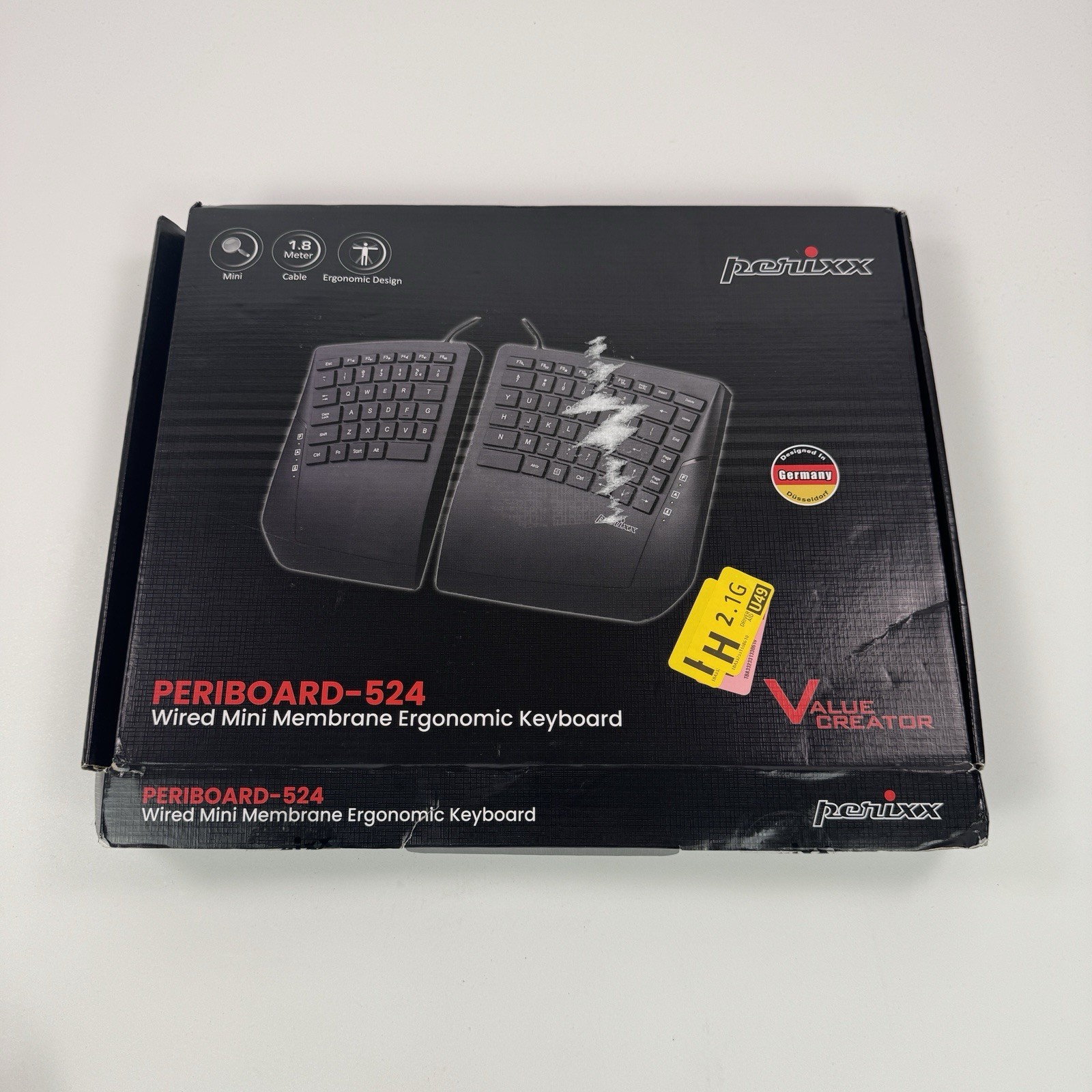 Perixx PERIBOARD-524B Wired Ergonomic Split Keyboard USB Black US English Layout