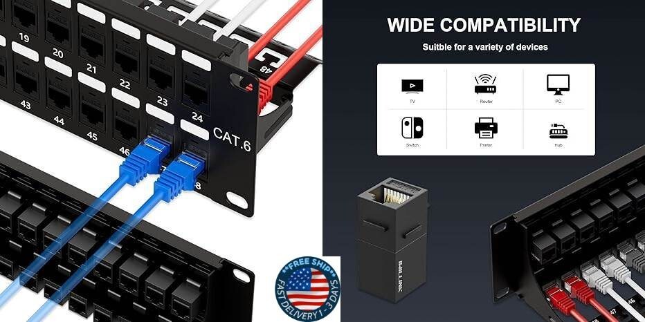 48 puertos RJ45 a través del panel de conexión Cat6 2U UTP de 19 pulgadas.neuvo.