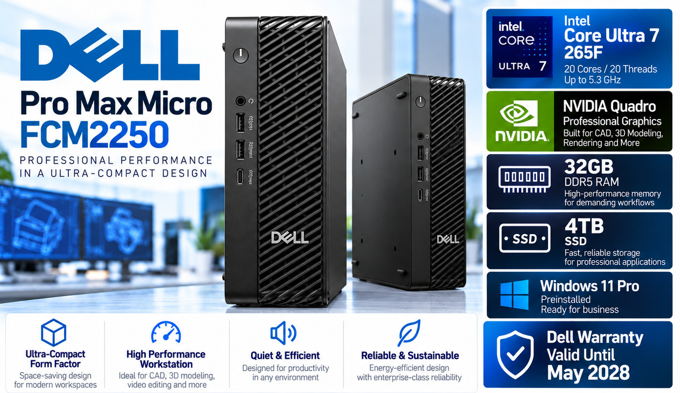 NEW Dell Pro Max Micro Intel Ultra 7 32GB DDR5 4TB SSD Nvidia Quadro WRTY 2028