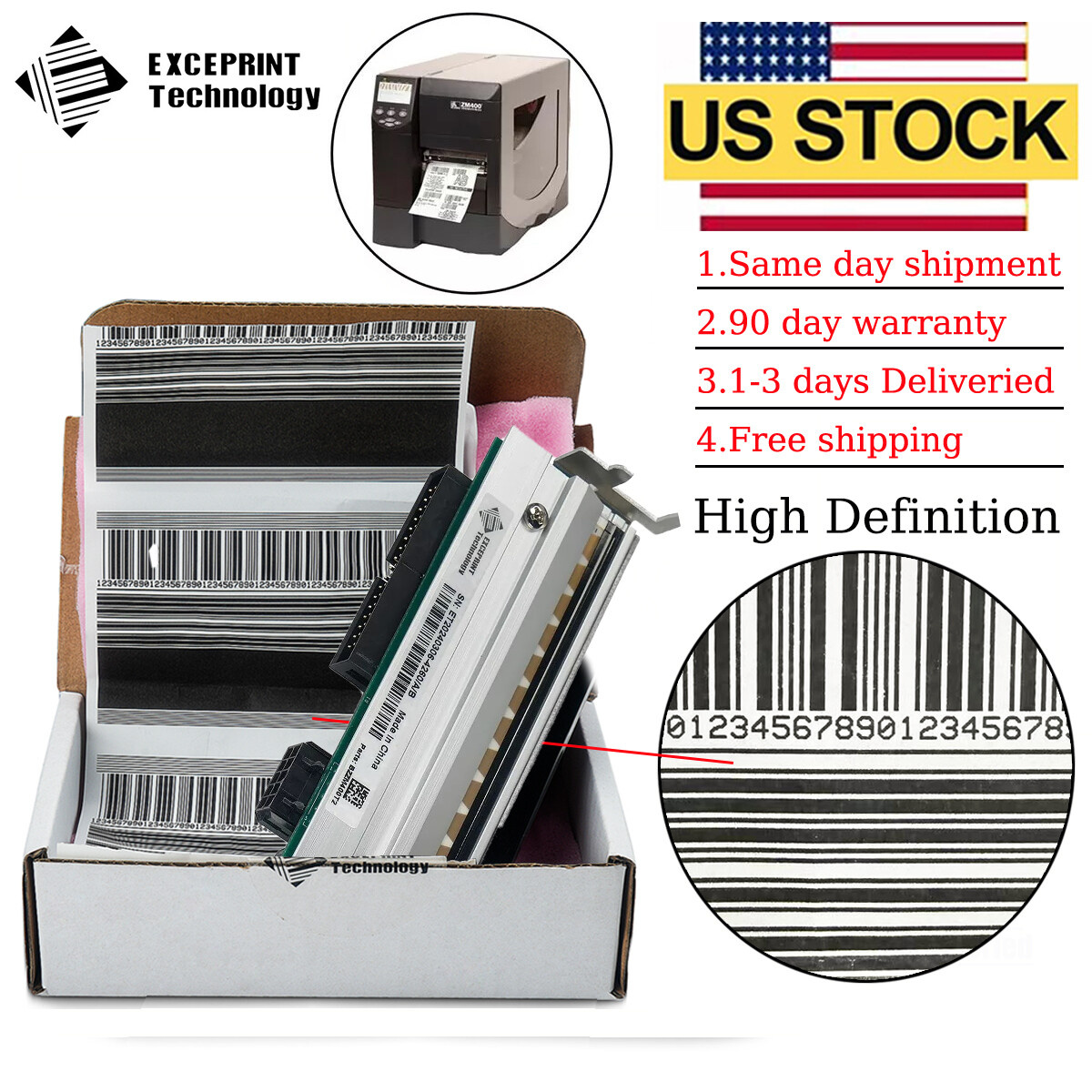 ✅ Printhead for Zebra ZM400 Printer - 203dpi Print Head 79800M US STOCK ✅