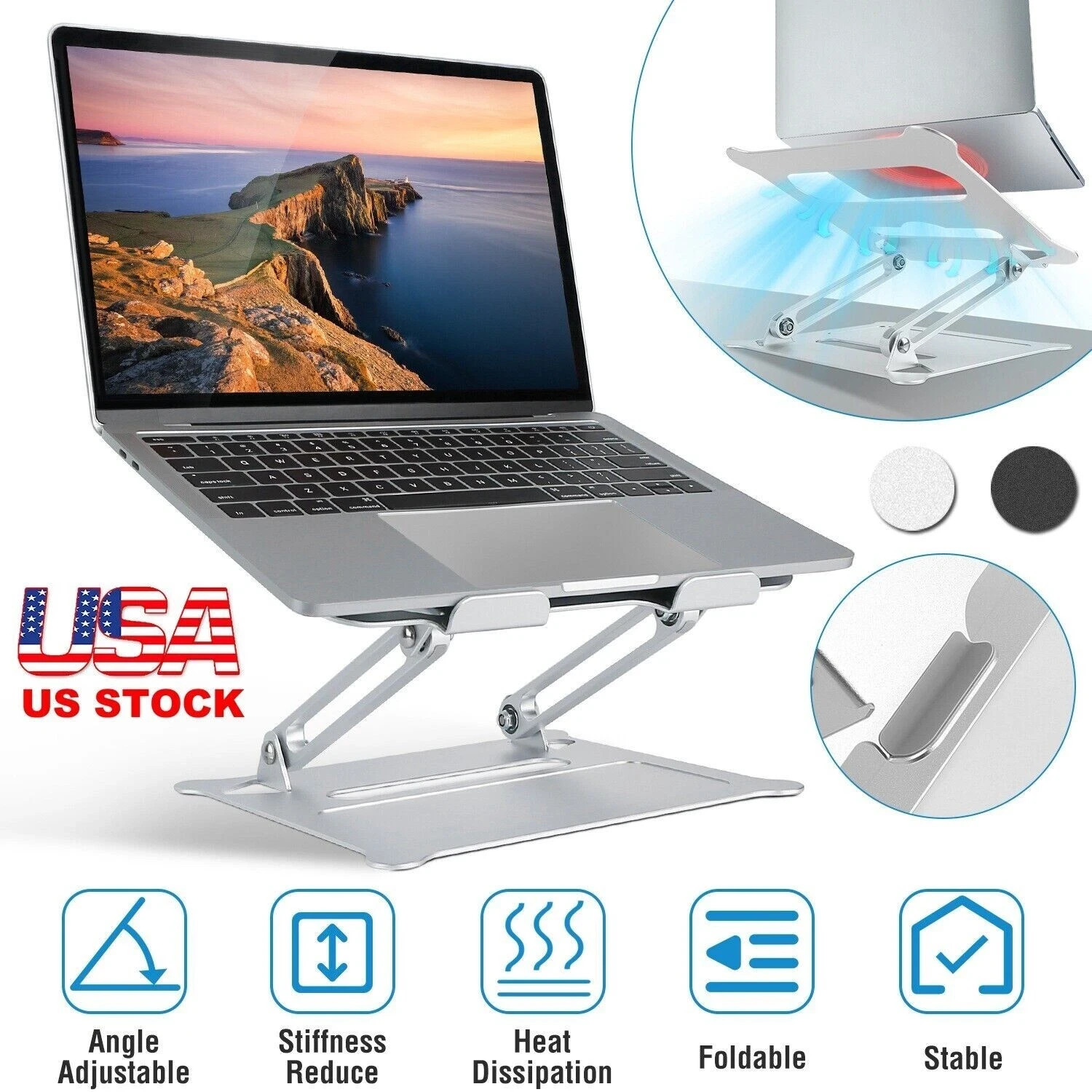 Adjustable Foldable Laptop Stand Aluminum Notebook Riser Computer Holder Desk