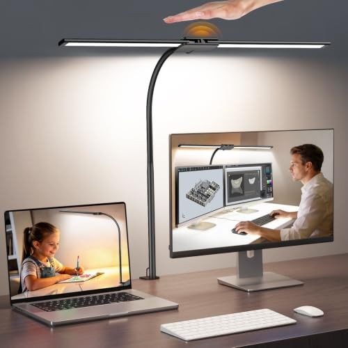 LED Desk Lamp with Clamp, Dual Head Eye-Caring Architect Desk Lamp |