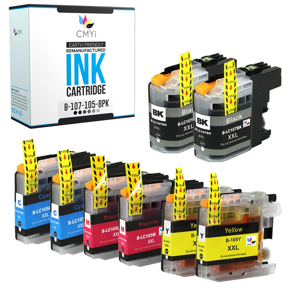 8PK Compatible CMYi LC107 LC105 Ink Cartridges Combo fits Brother MFC-J4610DW