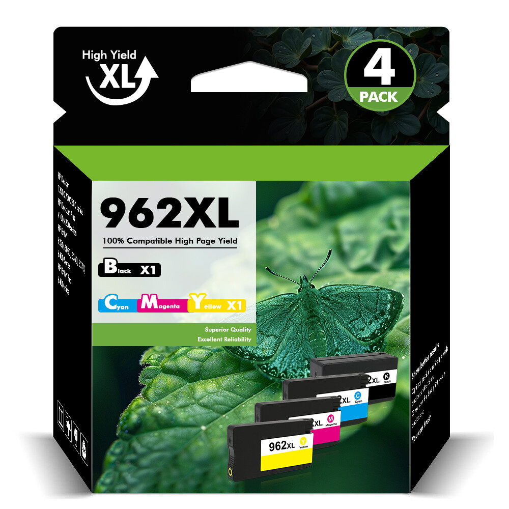4Pack 962XL Printer Ink For HP OfficeJet Pro 9010 9015 9015e 9016 9018 9020 9025