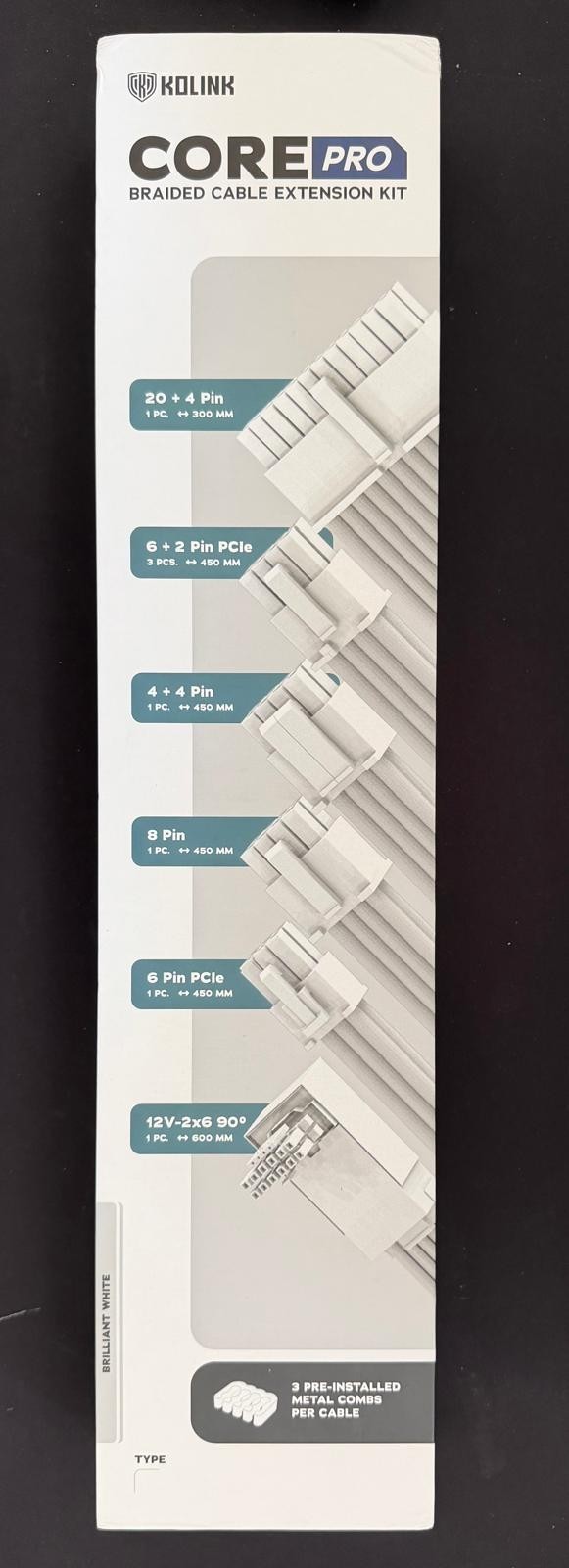 Kolink Core Pro Braided Cable Extension Kit 12V-2x6 Type 2 - Brilliant White