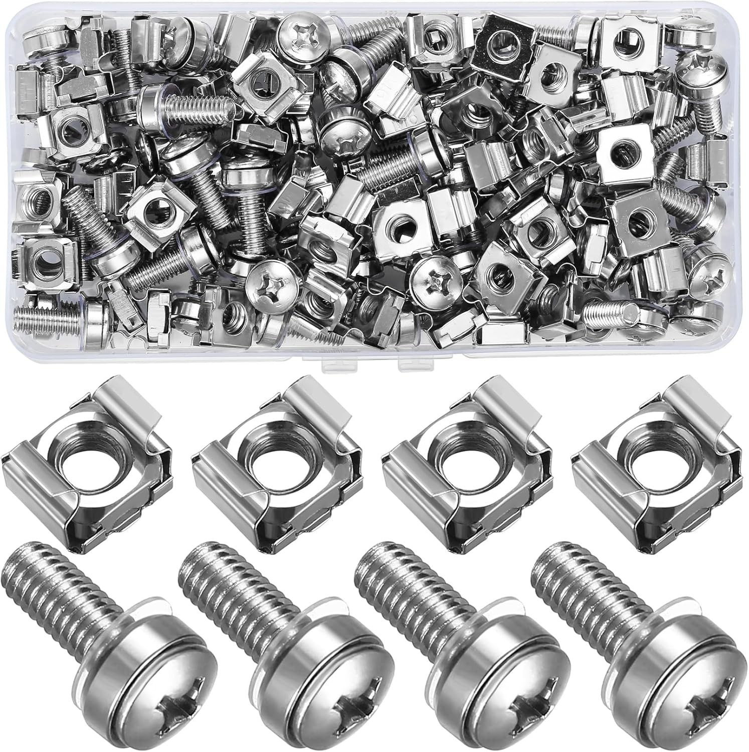 110 Pcs/55 Set Rack Mount Screws and Cage Nuts for Server Cabinet Cage Nuts & Mo
