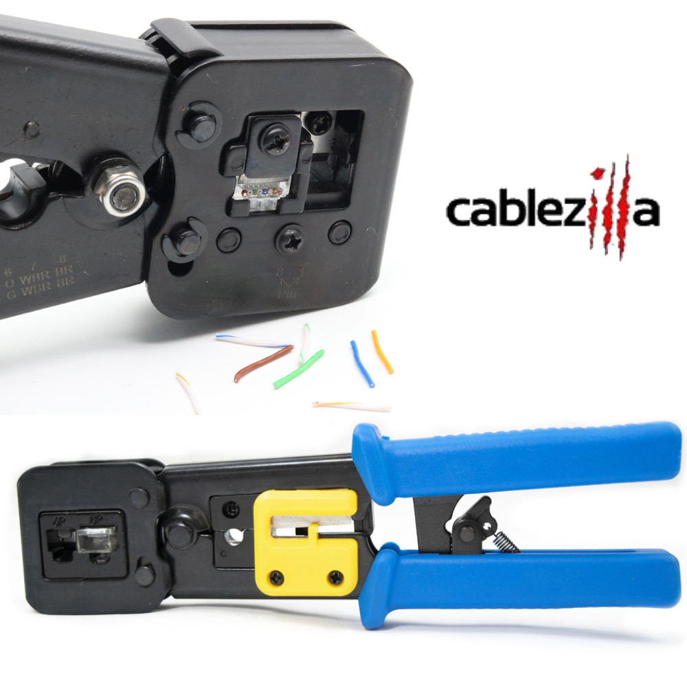 Crimping Tool For EZ-RJ45 Cat5e Cat6 Connectors End Pass Through Cutter RJ11