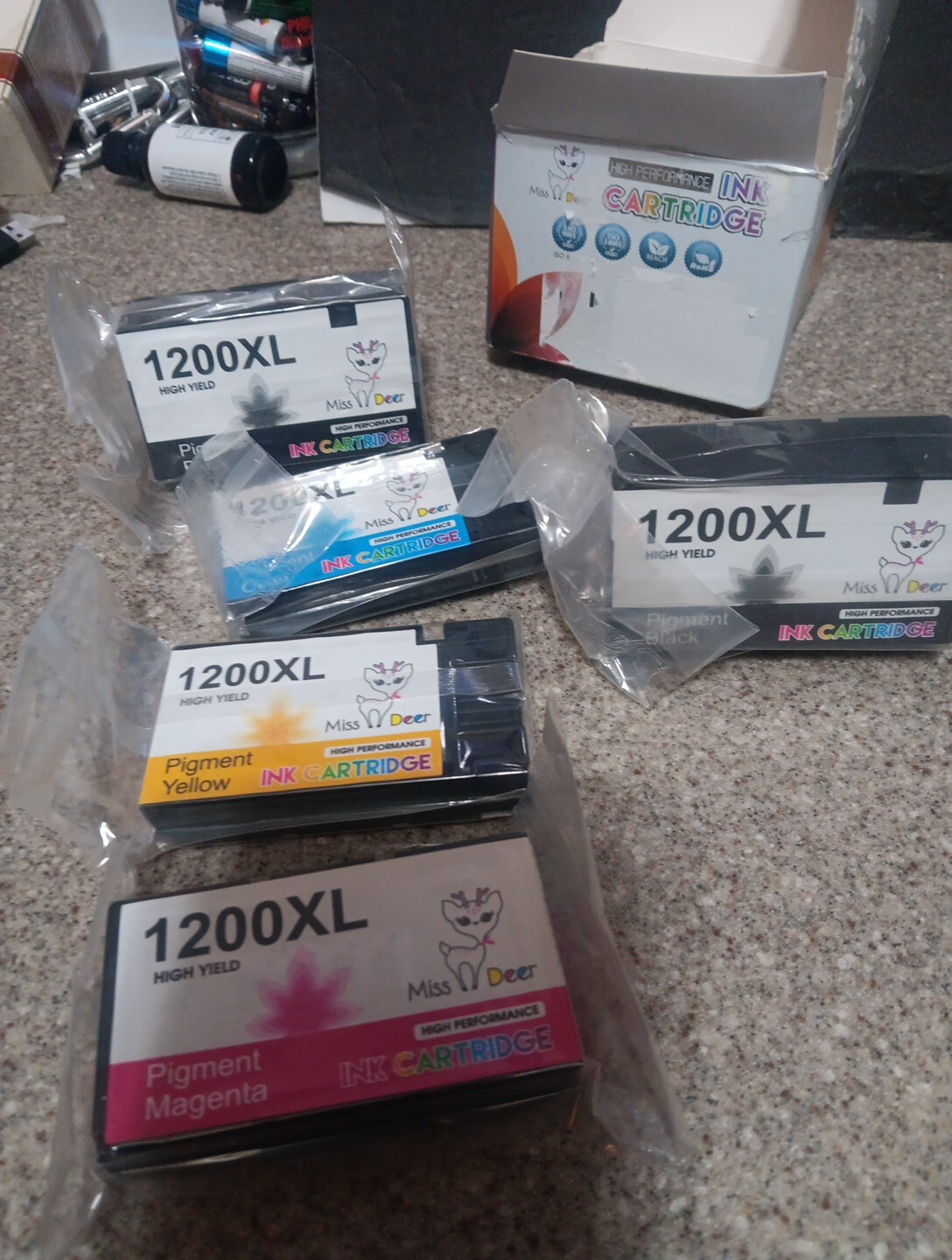 Miss Deer High Performance Ink Cartridges 1200XL-black, yellow, magenta, cyan