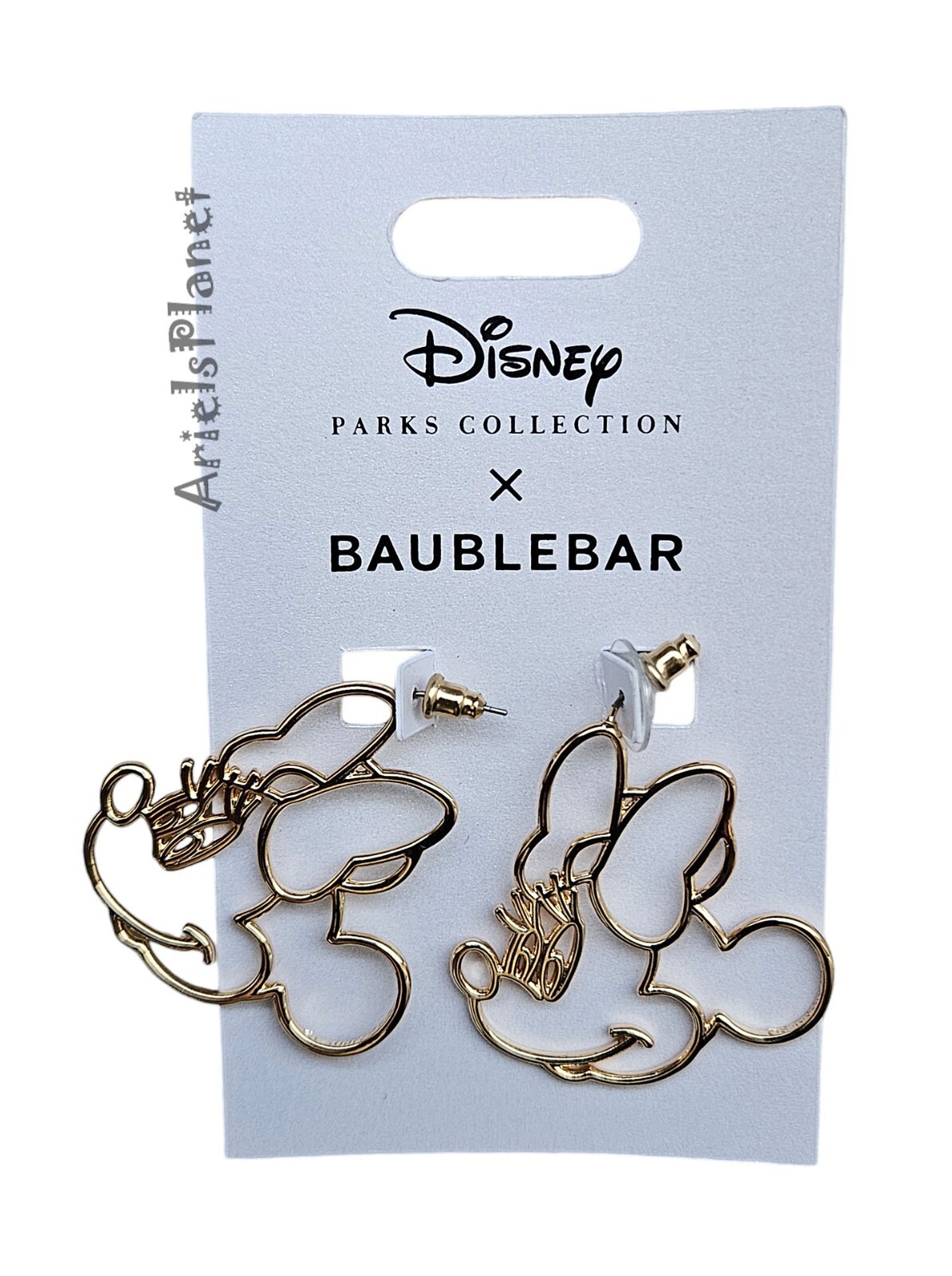 Disney Parks Baublebar Minnie Mouse Dangle Gold Toned Earrings