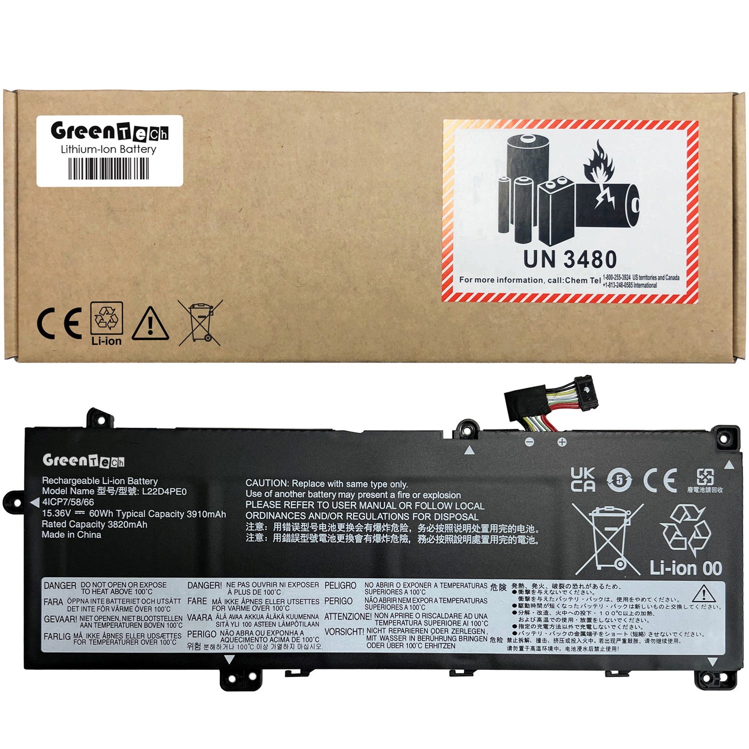 GREENTECH L22B4PE0 5B11N47446 BATTERY FOR THINKBOOK 14 G6 G7 G8 K14 G2 L22D4PE0