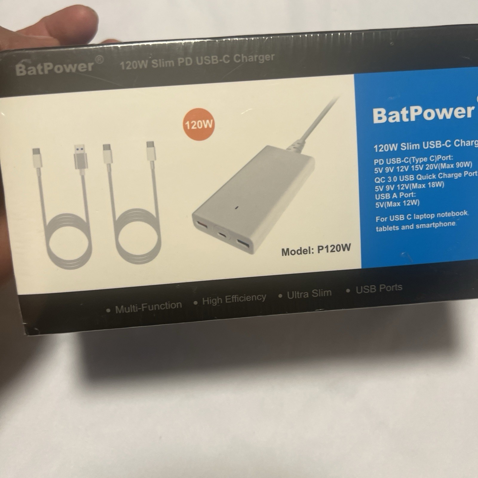 BatPower 120W Razer Laptop Notebook PD USB C Slim Battery Charger Type C