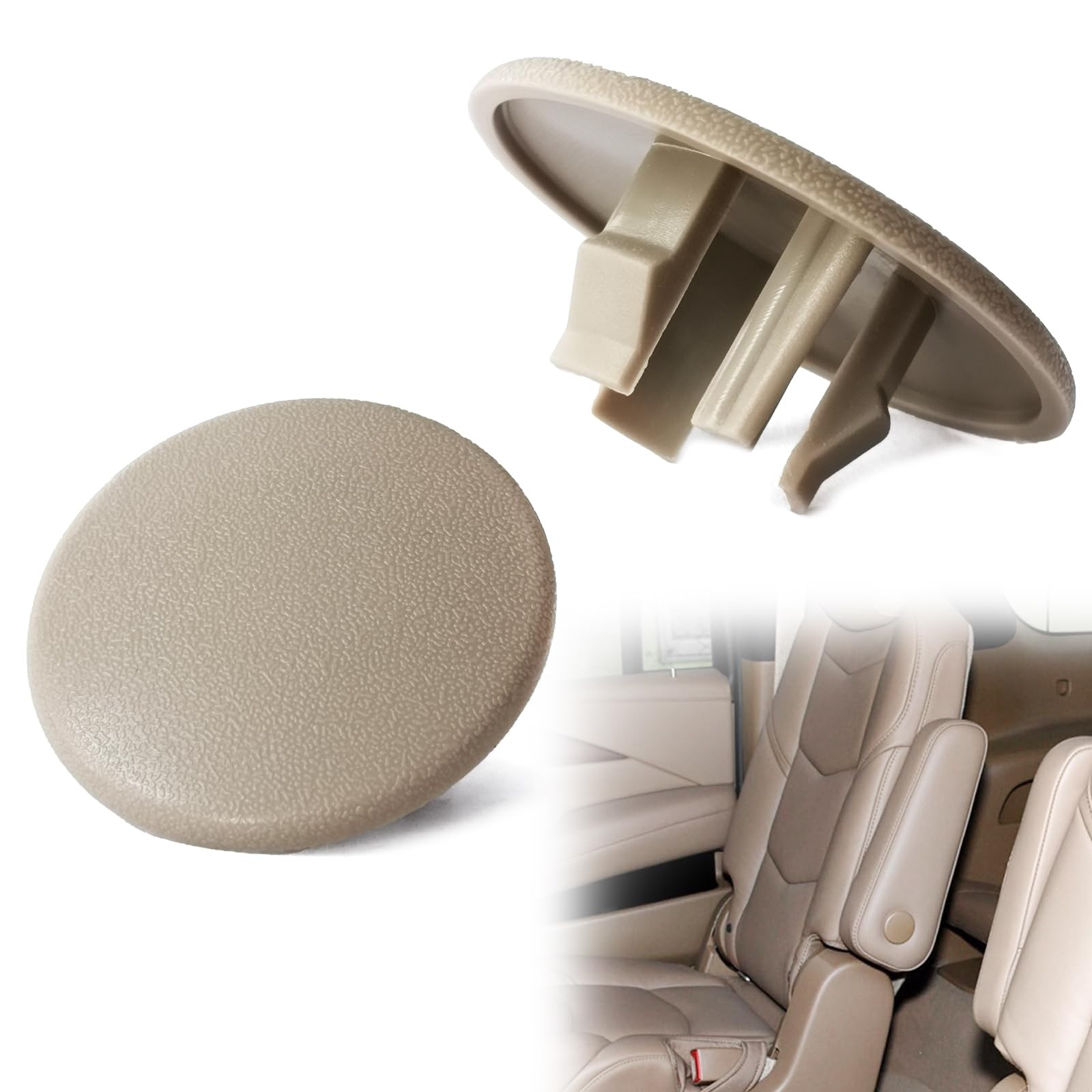 2pcs Armrest Cap Cover Compatible with 07-19 Tahoe Suburban Yukon Beige