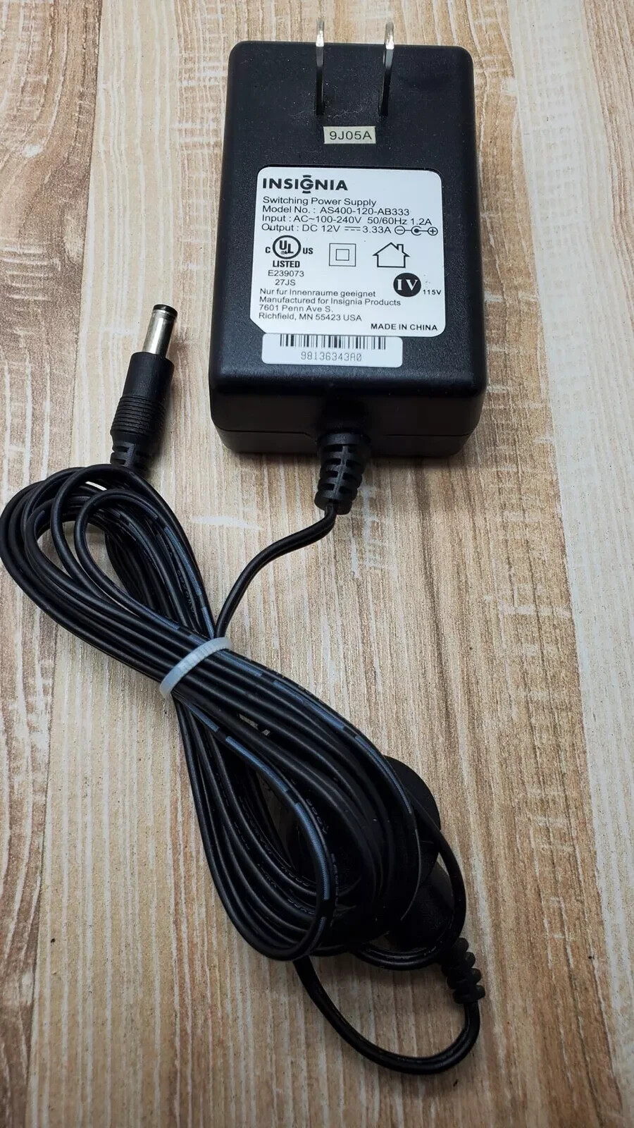 Insignia Switching Power Supply Adapter AS400-120-AB333 Output: 12V 3.33A TESTED