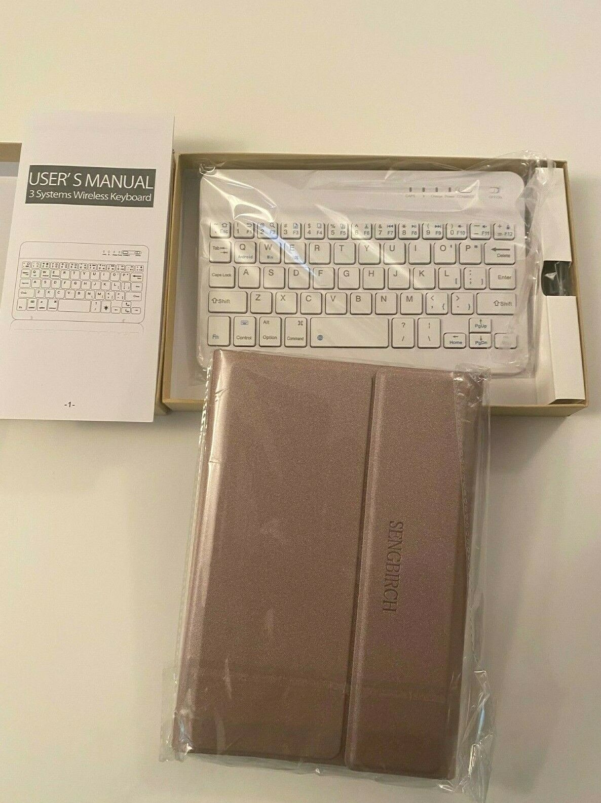 *NEW* Combo USER'S MANUAL.3 Systems Wireless Keyboard. Rechargeable White