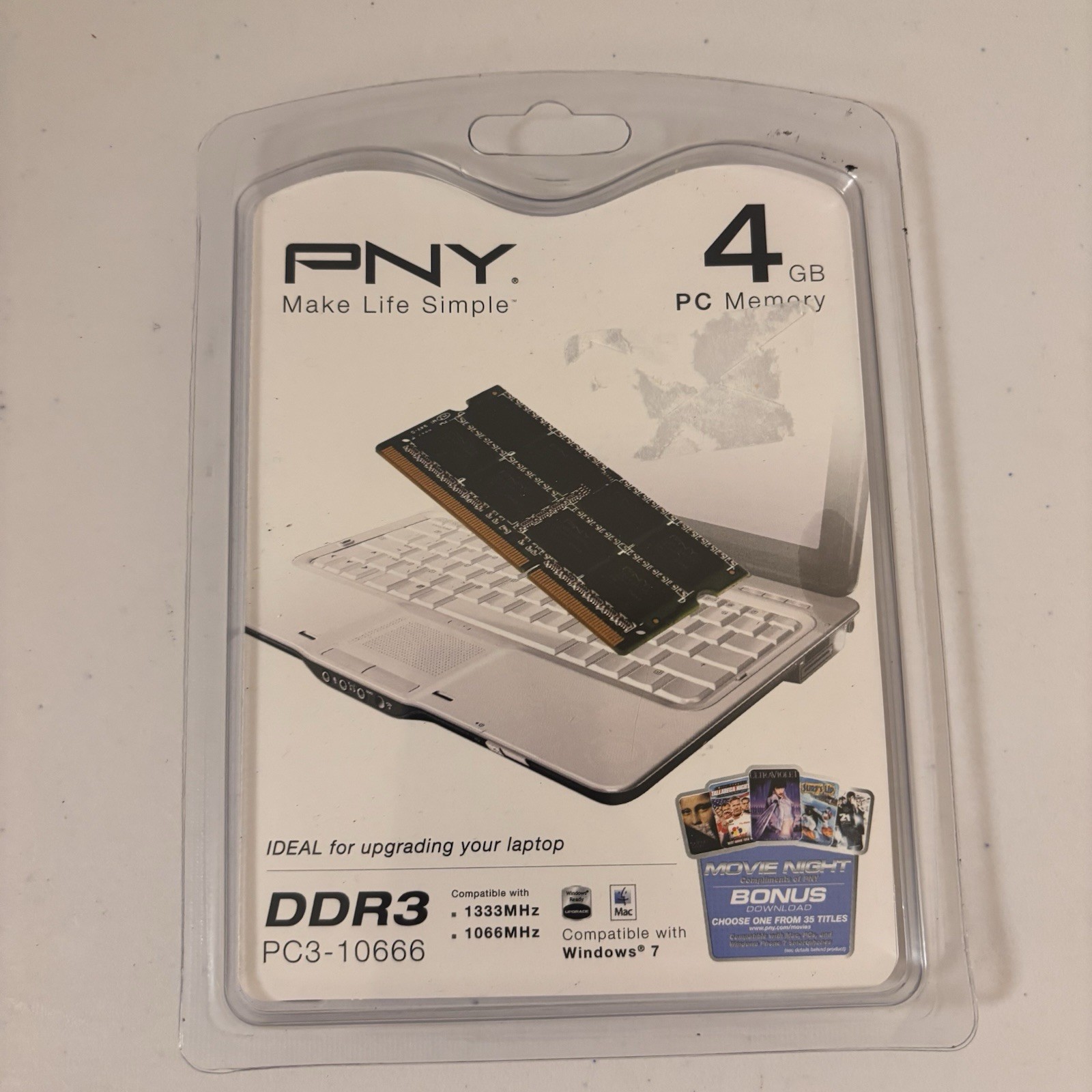 NEW PNY 4GB SO-DIMM 1333 MHz PC3-10666 DDR3 Laptop Memory (MN4096SD3-1333)