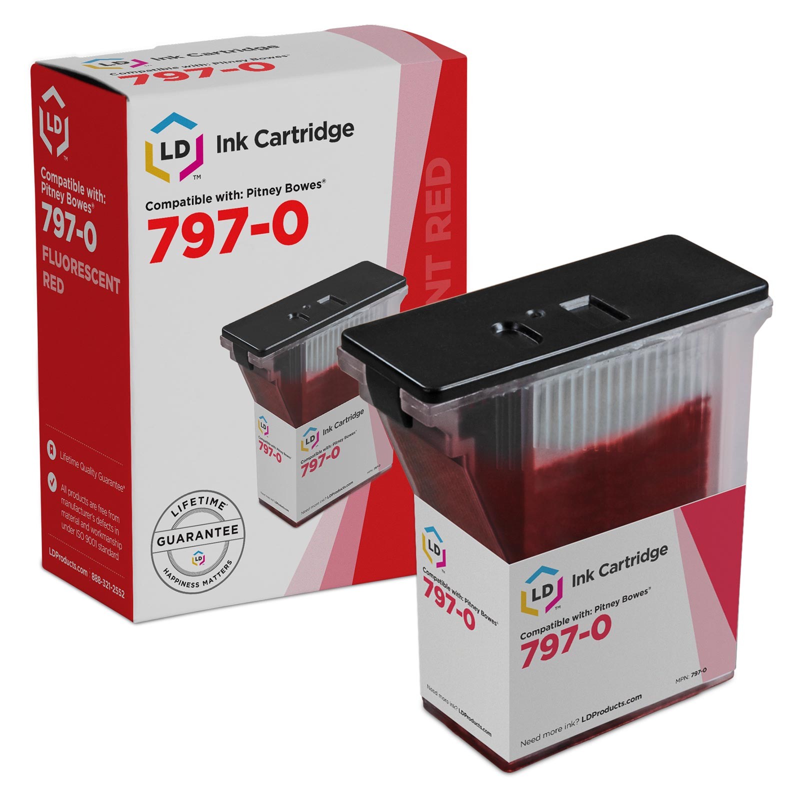 LD Compatible Pitney Bowes 797-0 Fluorescent Red Ink Cartridge for K700
