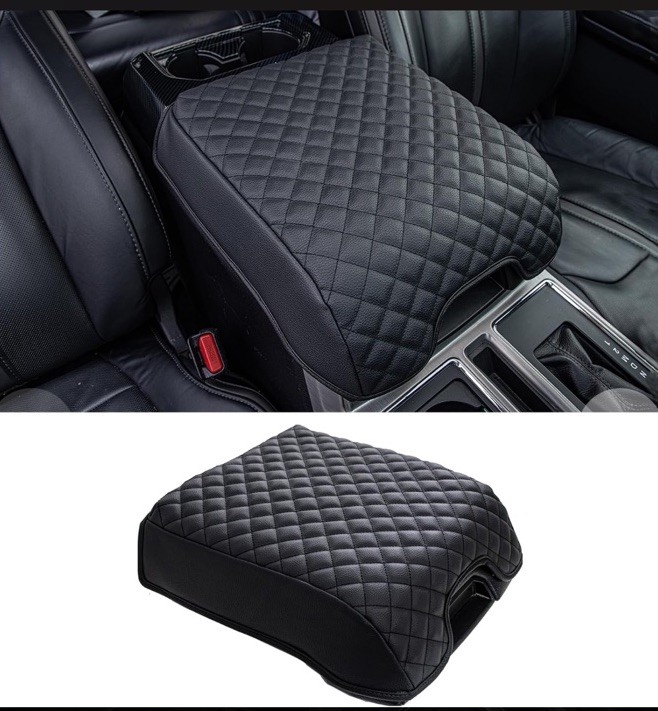 JDMCAR Center Console Cushion Compatible with Bucket Seat, Black-Pu Leather