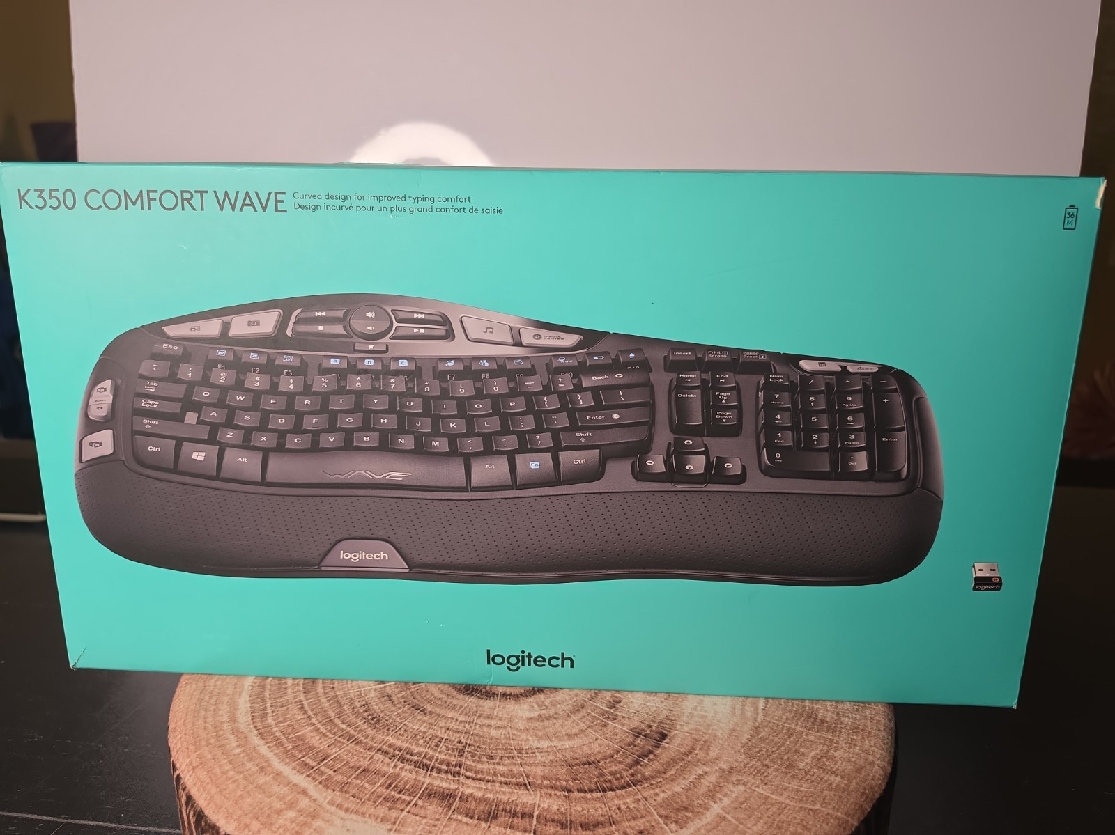 Logitech K350 Comfort Wave Wireless Ergonomic Keyboard QWERTY English Black- NEW