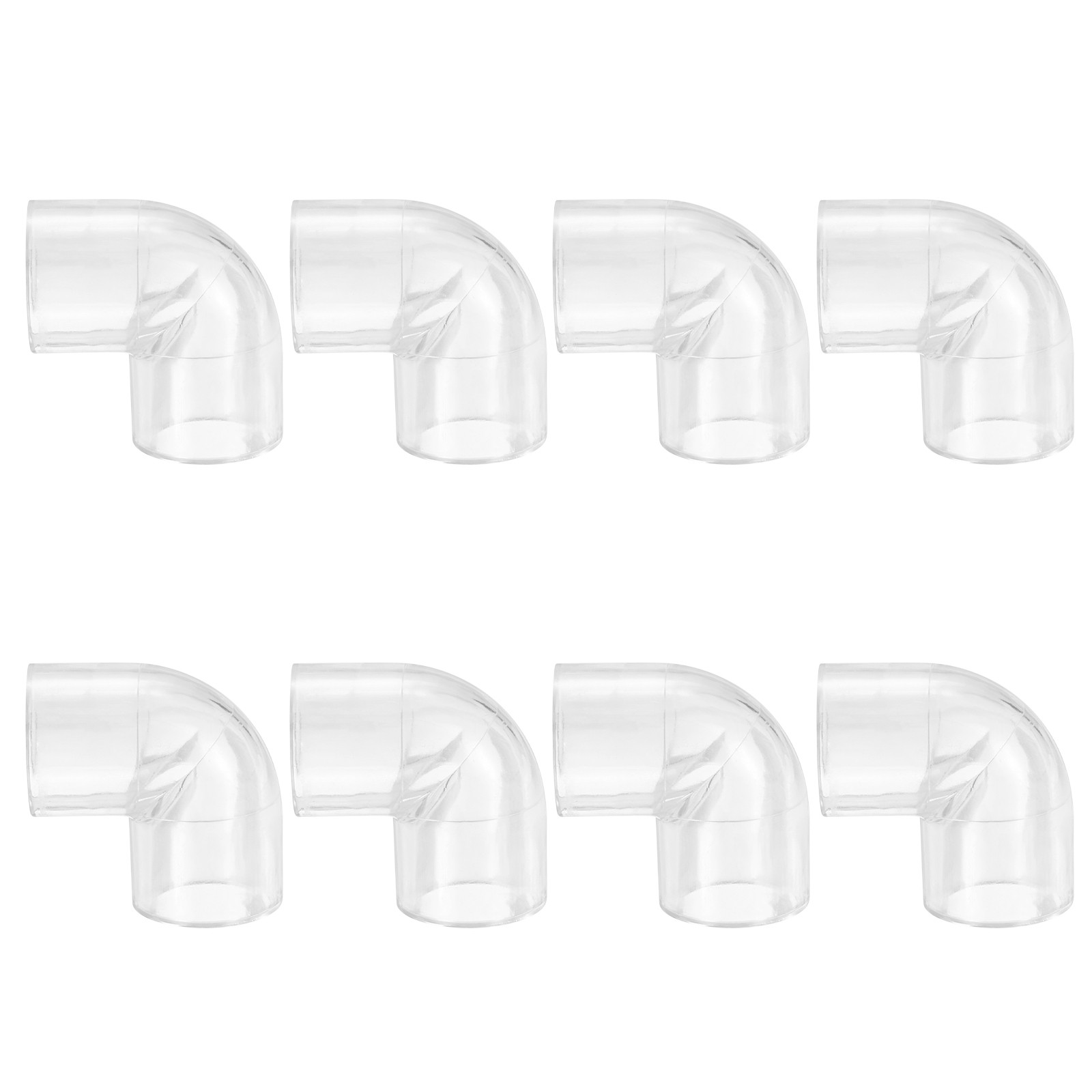 8pcs Clear Elbow Fitting 90 Degree 14mm ID PC Pipe Fitting Adapter