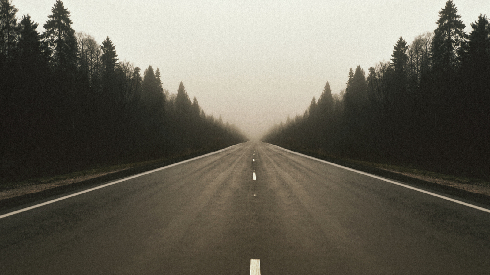 Landscape road forest fall mist asphalt trees highway Custom Gaming Mat Desk