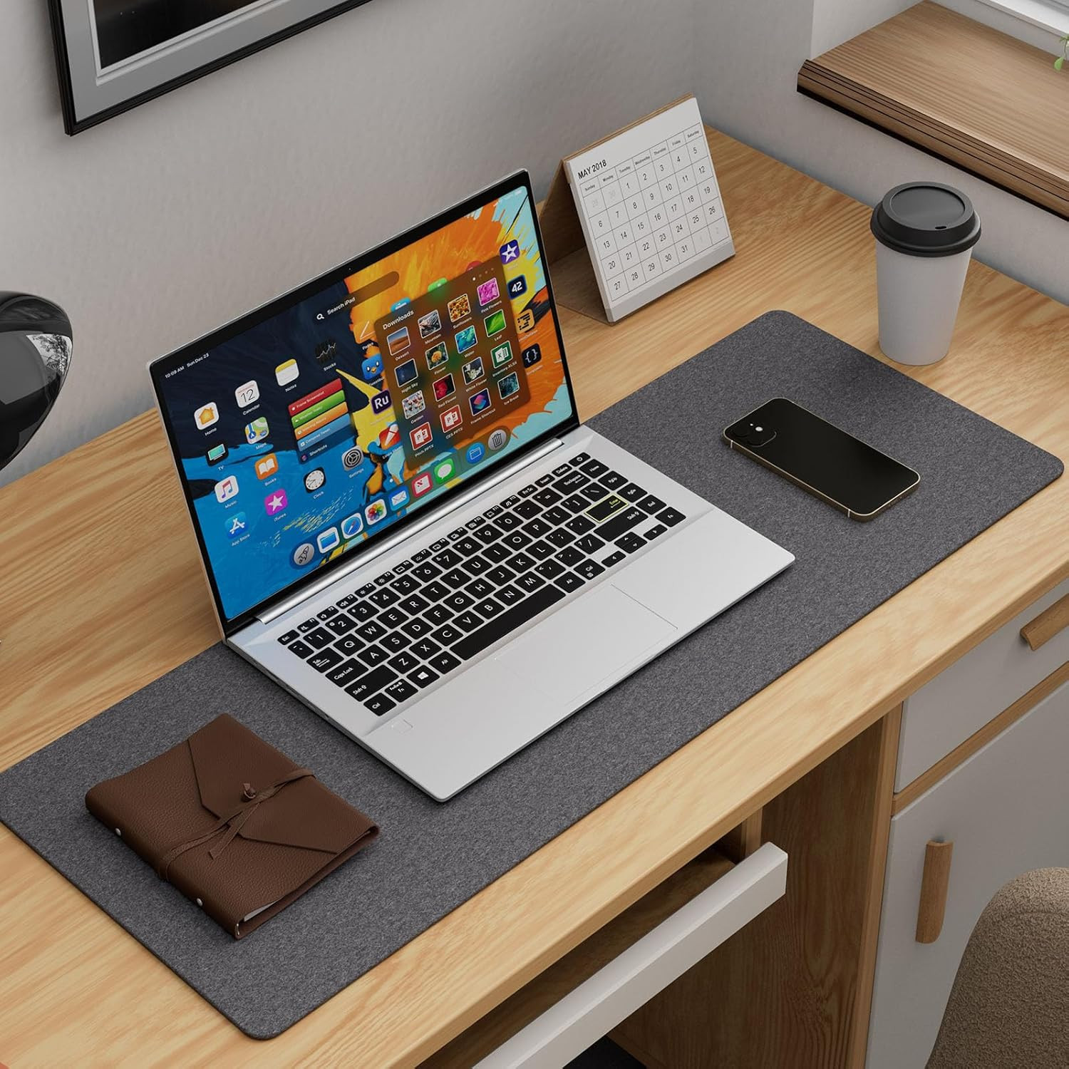 Felt Desk Mat, Large, Office Computer Desk Mat for Keyboard, Non-Slip Mouse Pad