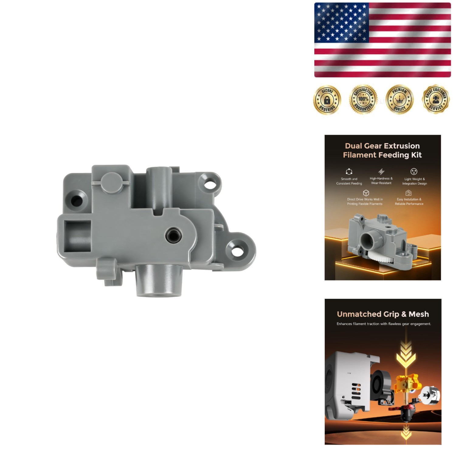 Compact Dual Gear Filament Feeder Kit for Adventurer 5M Pro - Lightweight Design