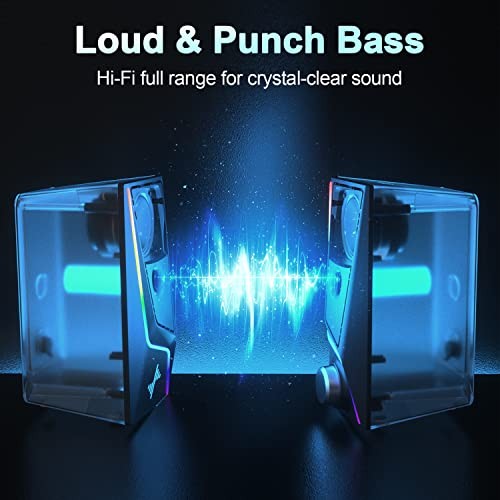 NYLAVEE COMPUTER SPEAKERS, PC SPEAKERS WITH 6 LIGHTING MODES, USB POWERED -