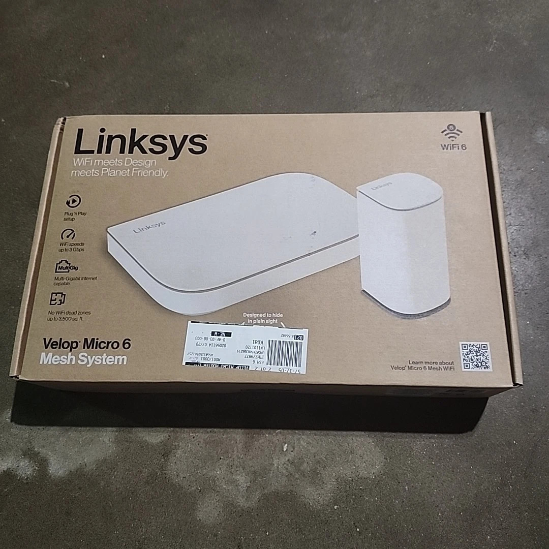 LINKSYS VELOP MICRO 6 MESH SYSTEM WIFI ROUTER WIFI SPEED UP TO 3GBPS - WHITE