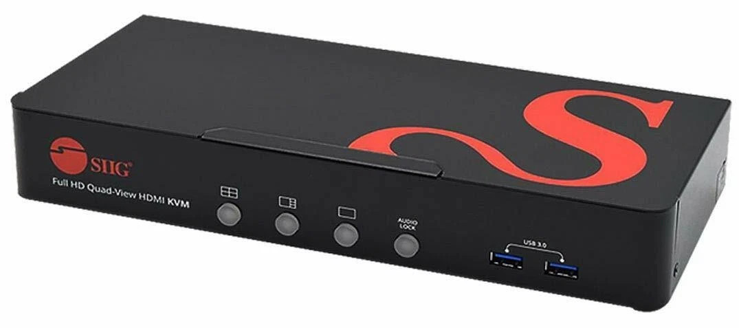 SIIG 4-Port Full HD Quad-View HDMI KVM Switch CE-KV0A11-S1 USB 3.0 Audio