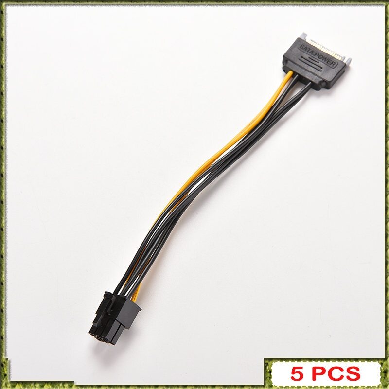 5pcs SATA 15 Pin Male To ATX 6 Pin PCI-Express PCI-E Graphics Card Wire 20cm