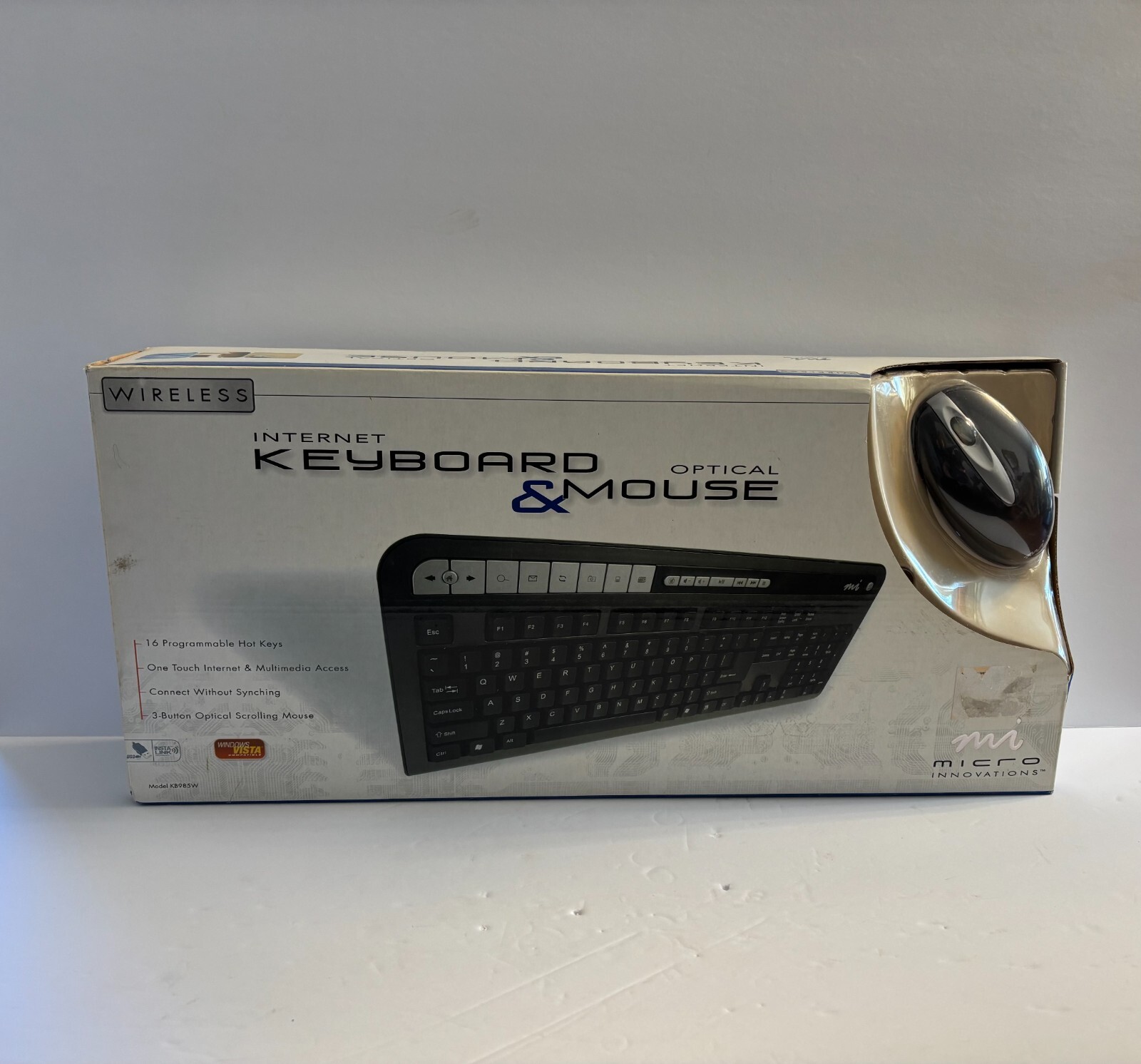 Micro Innovations KB985W Black Wireless Computer Keyboard and Black/Silver Mouse