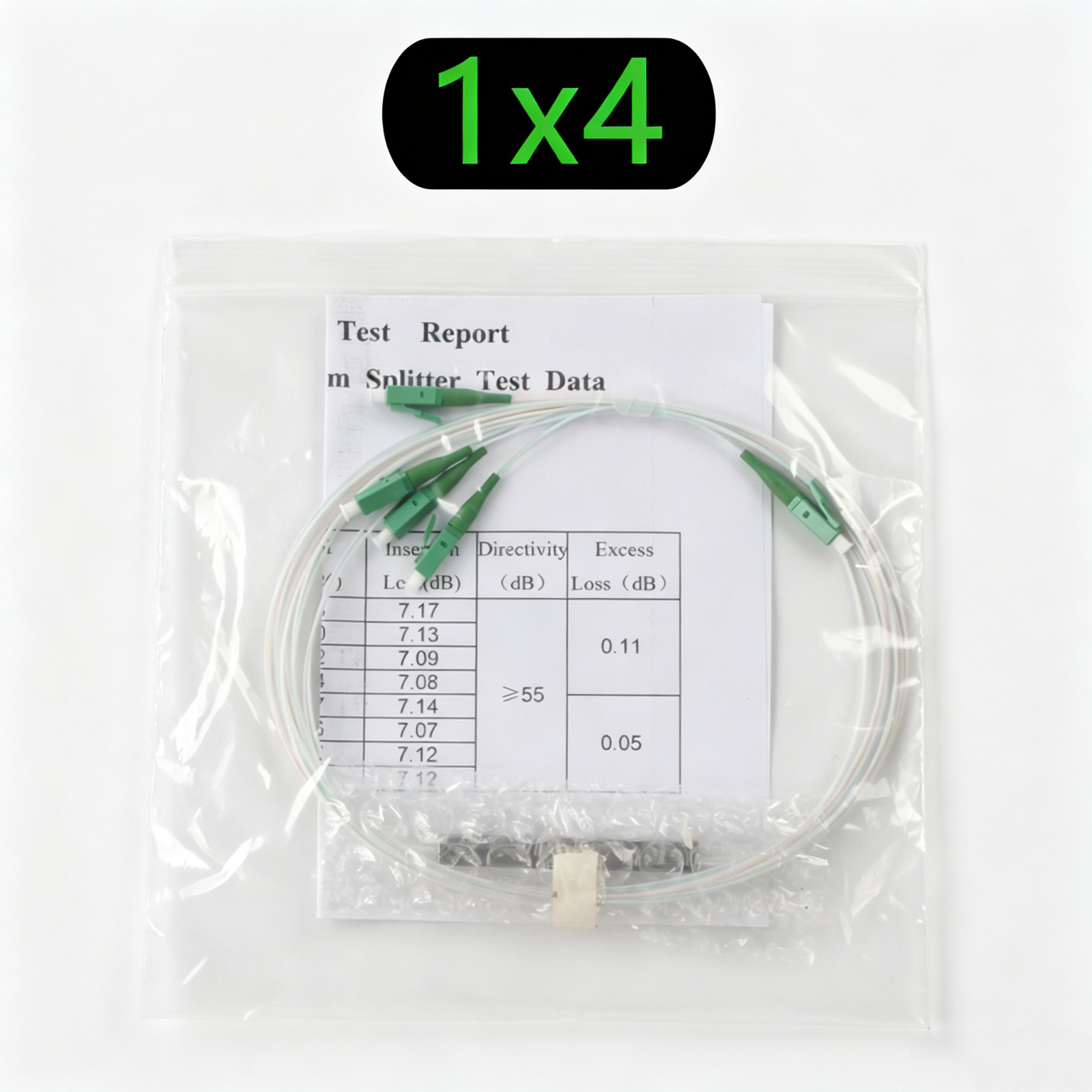 Fiber Optic PLC Splitter LC‑APC 1×4 1×8 1×16Mini Steel Tube 0.9mm Single Mode FT