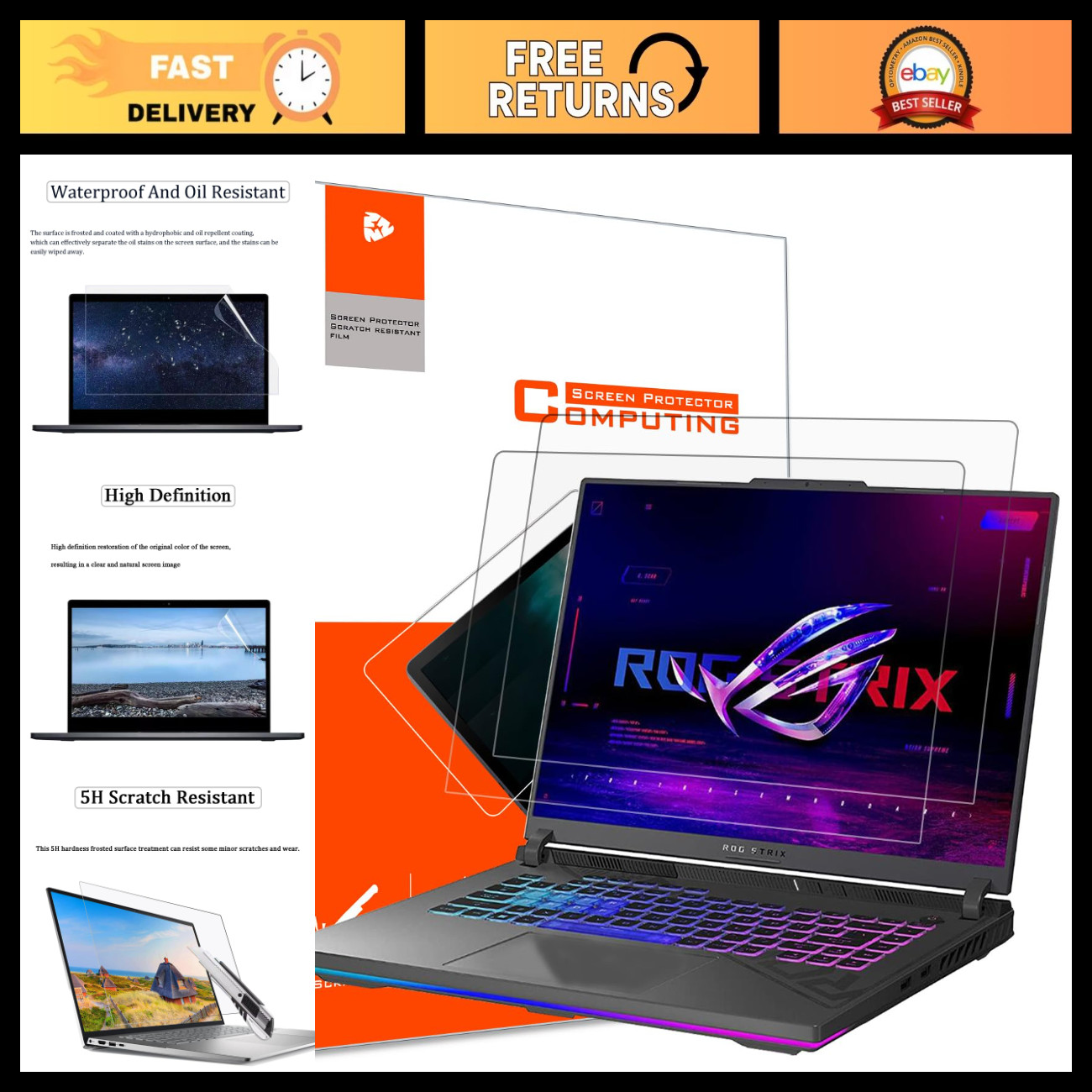 2 Pack Anti-Glare Screen Protector for 16" Gaming Laptops, Anti-Fingerprint Shie