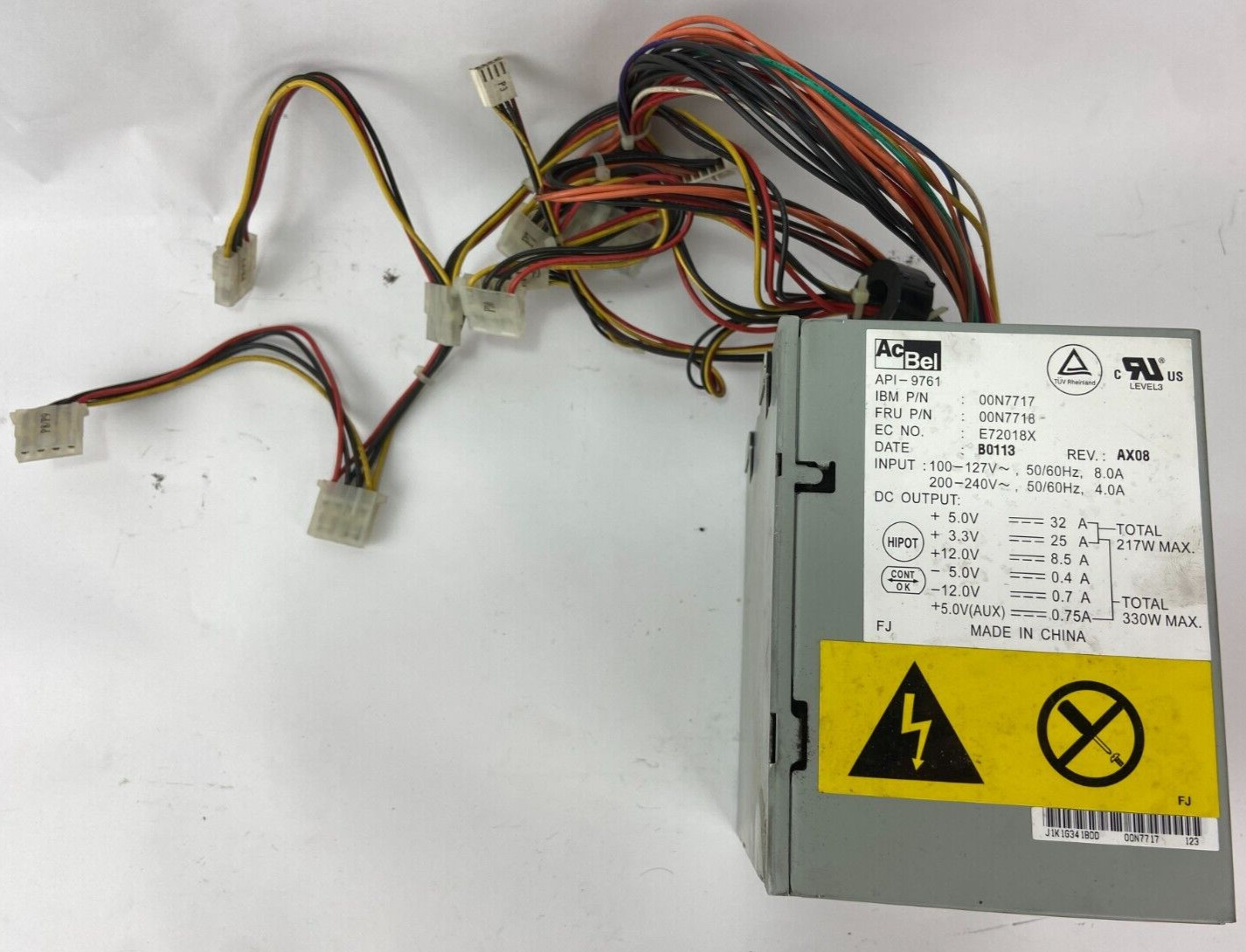 AcBel API-9761 00N7717 00N7718 330w ATX Fixed PC Power Supply 20pin 4pin molex