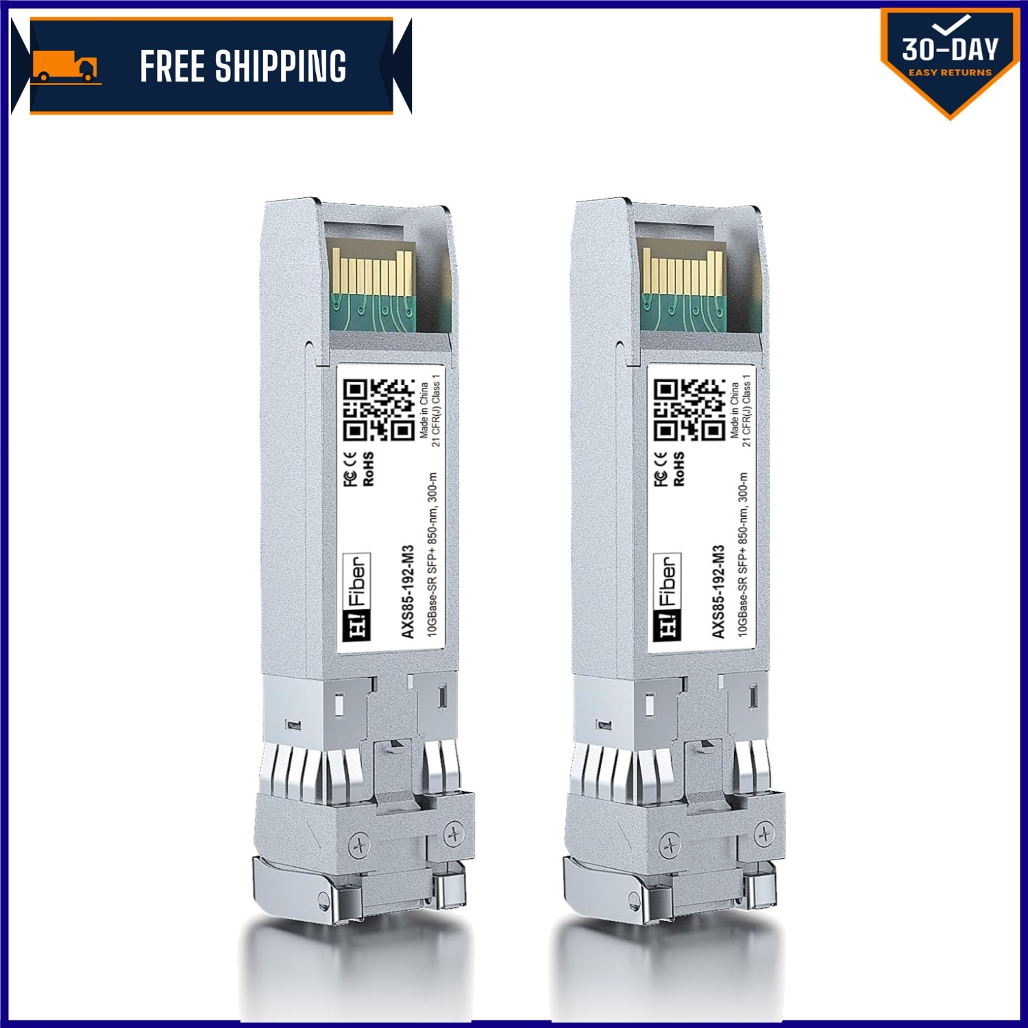 10G Multimode SFP+ Fiber Module, 10Gb/s with DDM: 2-Pack for Various Devices