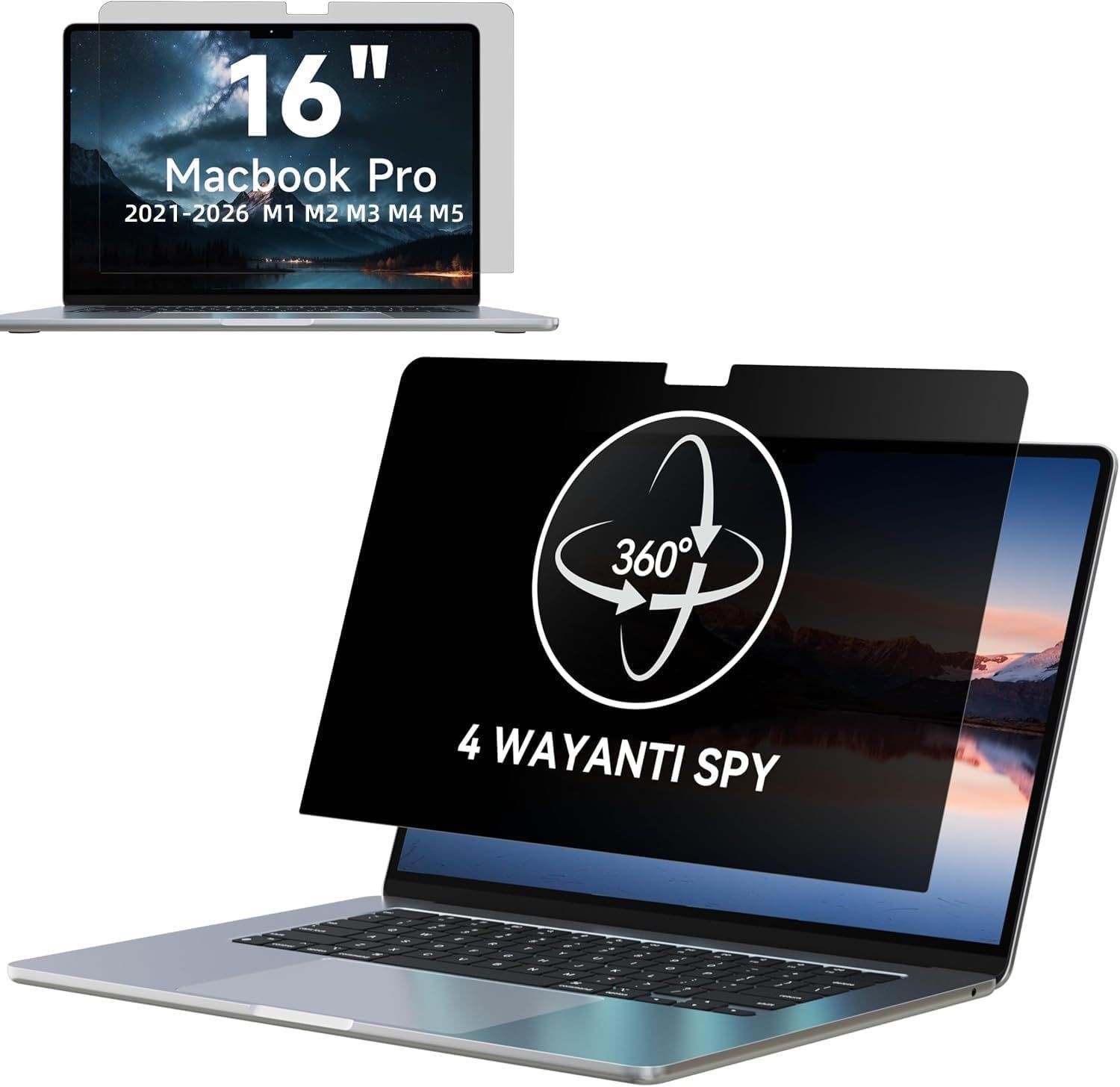 360° Anti-Spy Matte Privacy Screen Filter for 16" MacBook Pro - 4-Way Glare Prot