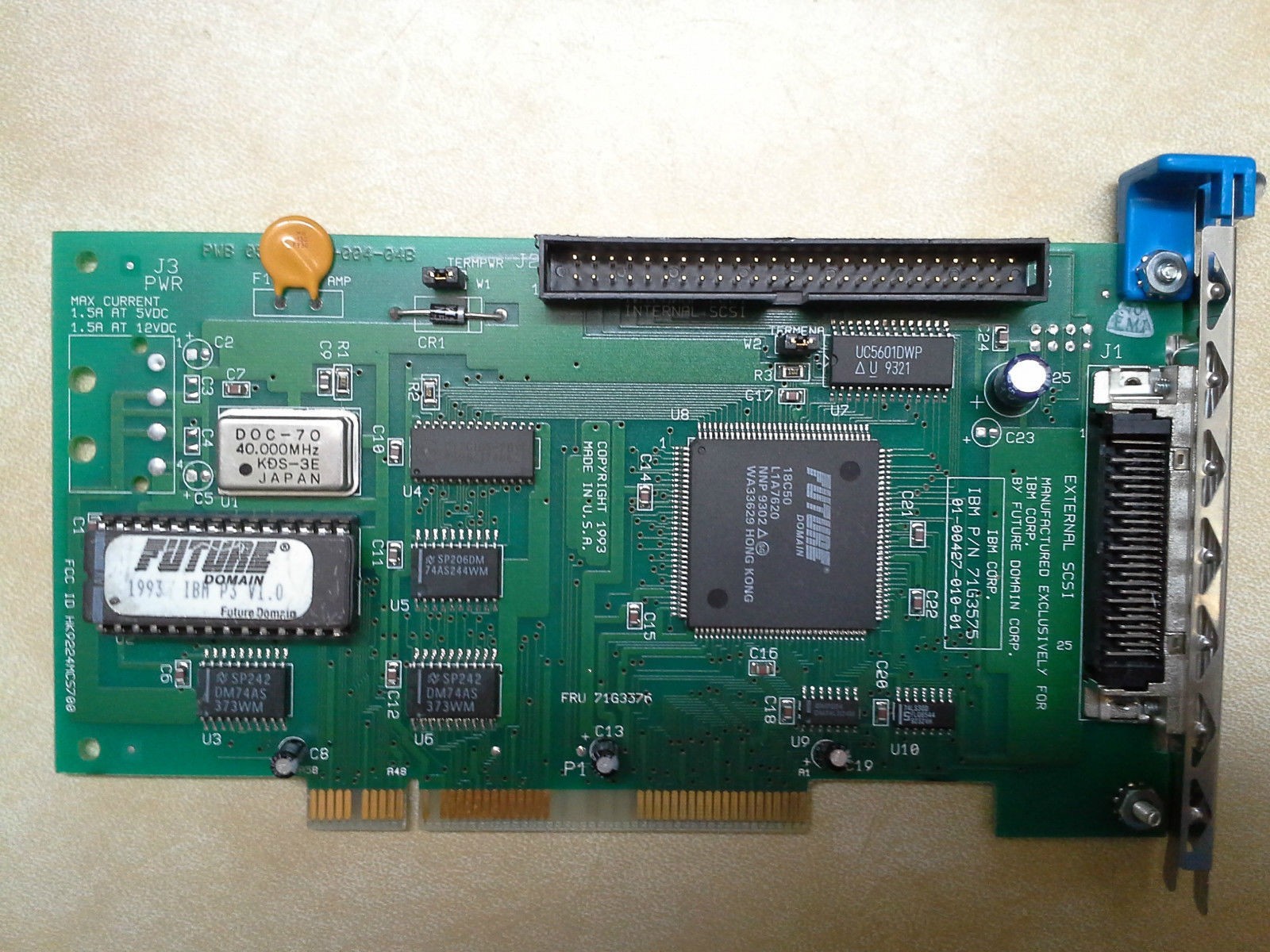 Microchannel SCSI, IBM P/N 71G3575; Future Domain, MCA, Standard SCSI Connectors