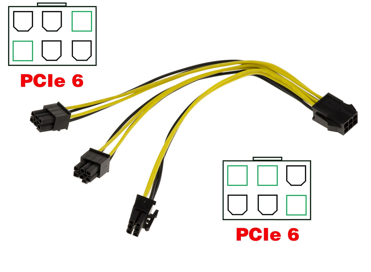PCIe Adapter Cable 6 Pin Female To 3X PCI-E 6 Pin Male - 20Cm
