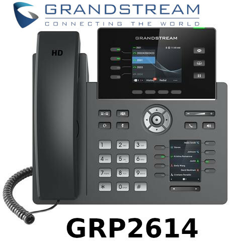 Grandstream GRP2614 4-Line 4 SIP Gigabit Office IP Color Phone with Power Supply