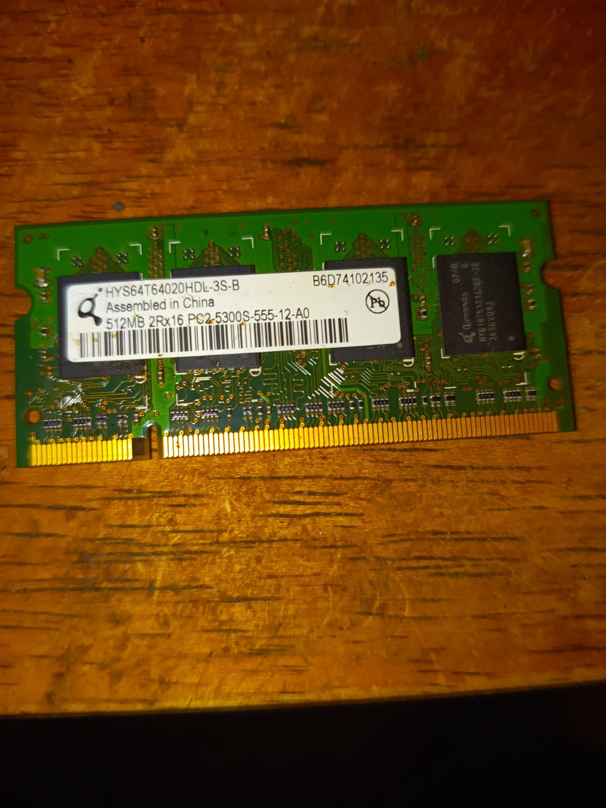Qimonda DDR2 SO-DIMM 512MB PC2-5300S Laptop RAM Module HYS64T64020HDL-3S-B
