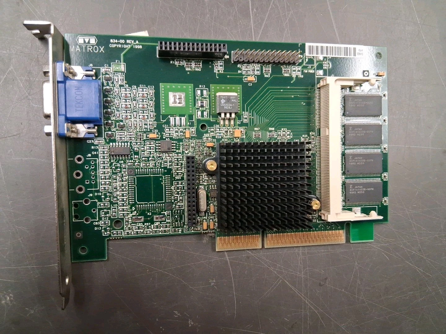 W9x DOS PCI VGA Card MATROX G2+ MSDA 8BI 20 VGA GRAPHICS CARD 834-00 Rev A