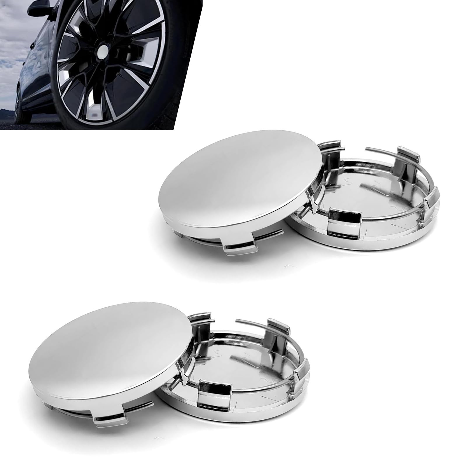 4PCS Car Wheel Center Caps, 2.36" OD 2.2" ID Snap-in ABS Auto Rim Hub Cap, An...